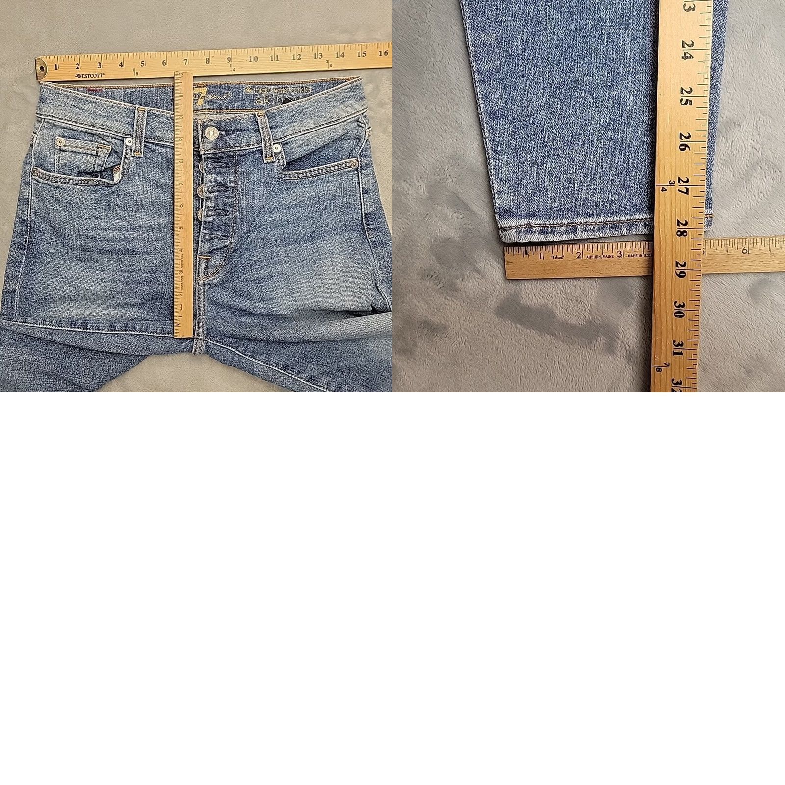 7 For All Mankind 7 For All Mankind Jeans Womens 29 Blue High Waist Ankle Skinny Stretch Denim Jeans Size 29" - 8 Thumbnail