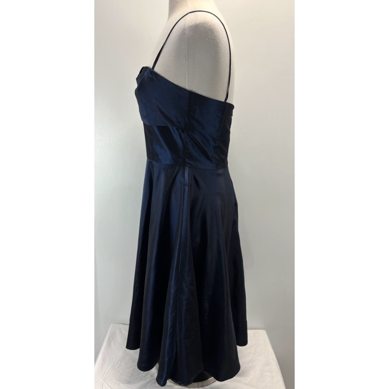 Vintage Jessica Howard Taffeta Cocktail Dress Sz 10 Women’s Deep Midnight Blue Midi Size L / US 10 / IT 46 - 2 Thumbnail