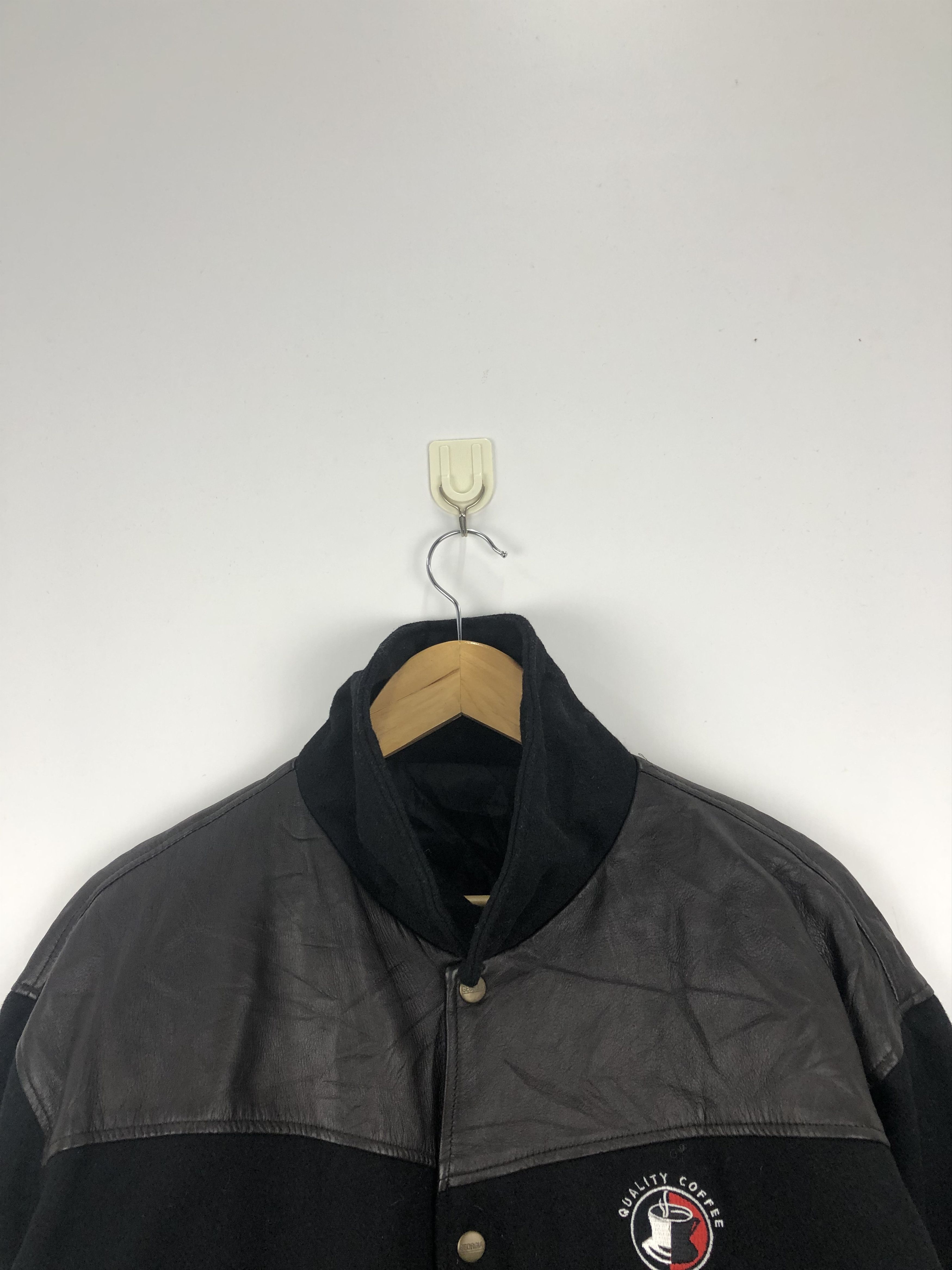 Vintage Vintage Georgia Coffee Wool Leather Varsity Jacket V0326 Size US M / EU 48-50 / 2 - 2 Thumbnail