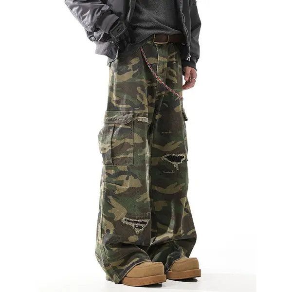 Japanese Brand VIBE Vintage Camouflage Baggy Ripped Cargo Pants Size US 31 - 2 Thumbnail