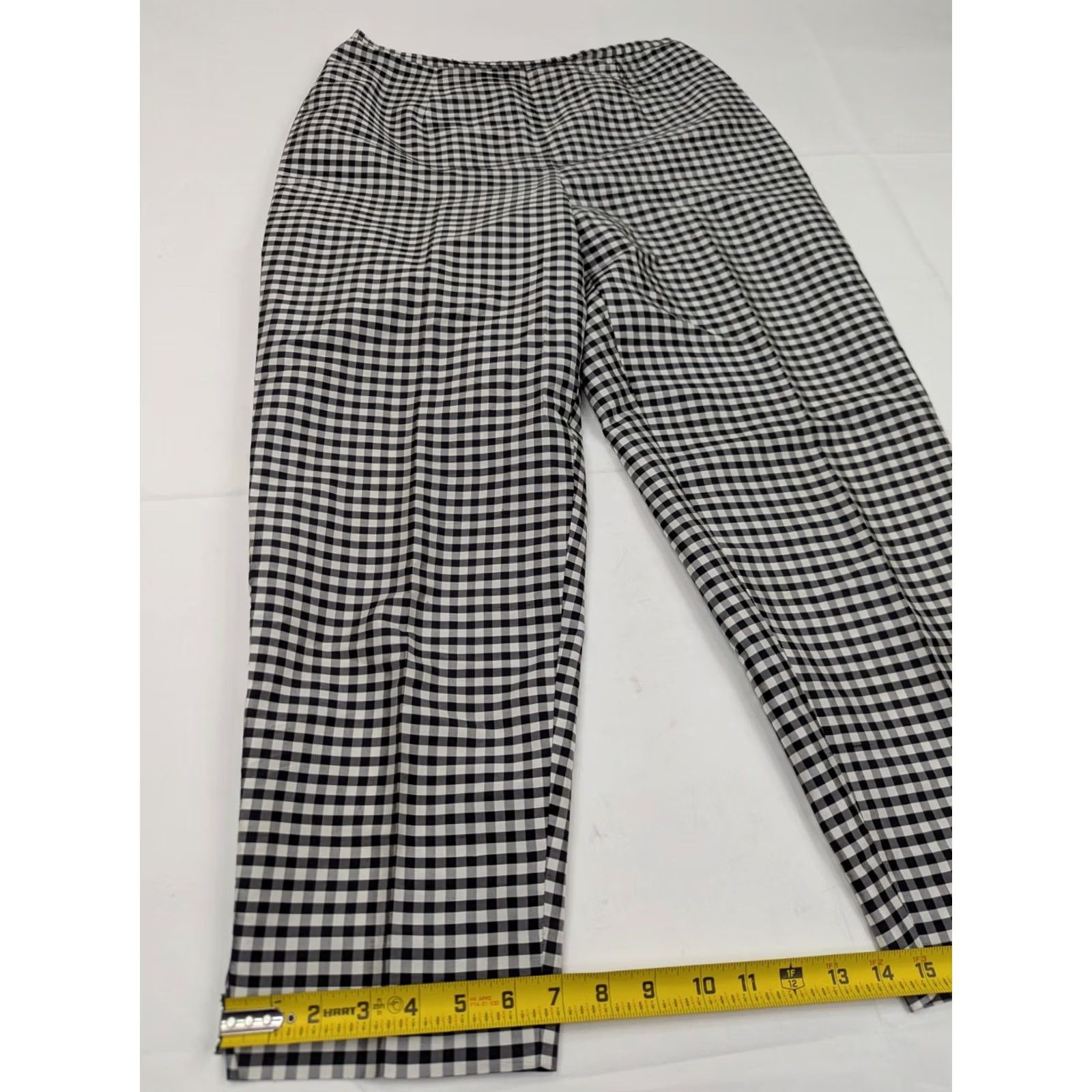 Preston & York VINTAGE Preston York 100% Silk Gingham Check Pants Women M Black White Retro Shirt Pants Female M 30x27 Womens 90s Retro Size 32" / US 10 / IT 46 - 3 Thumbnail
