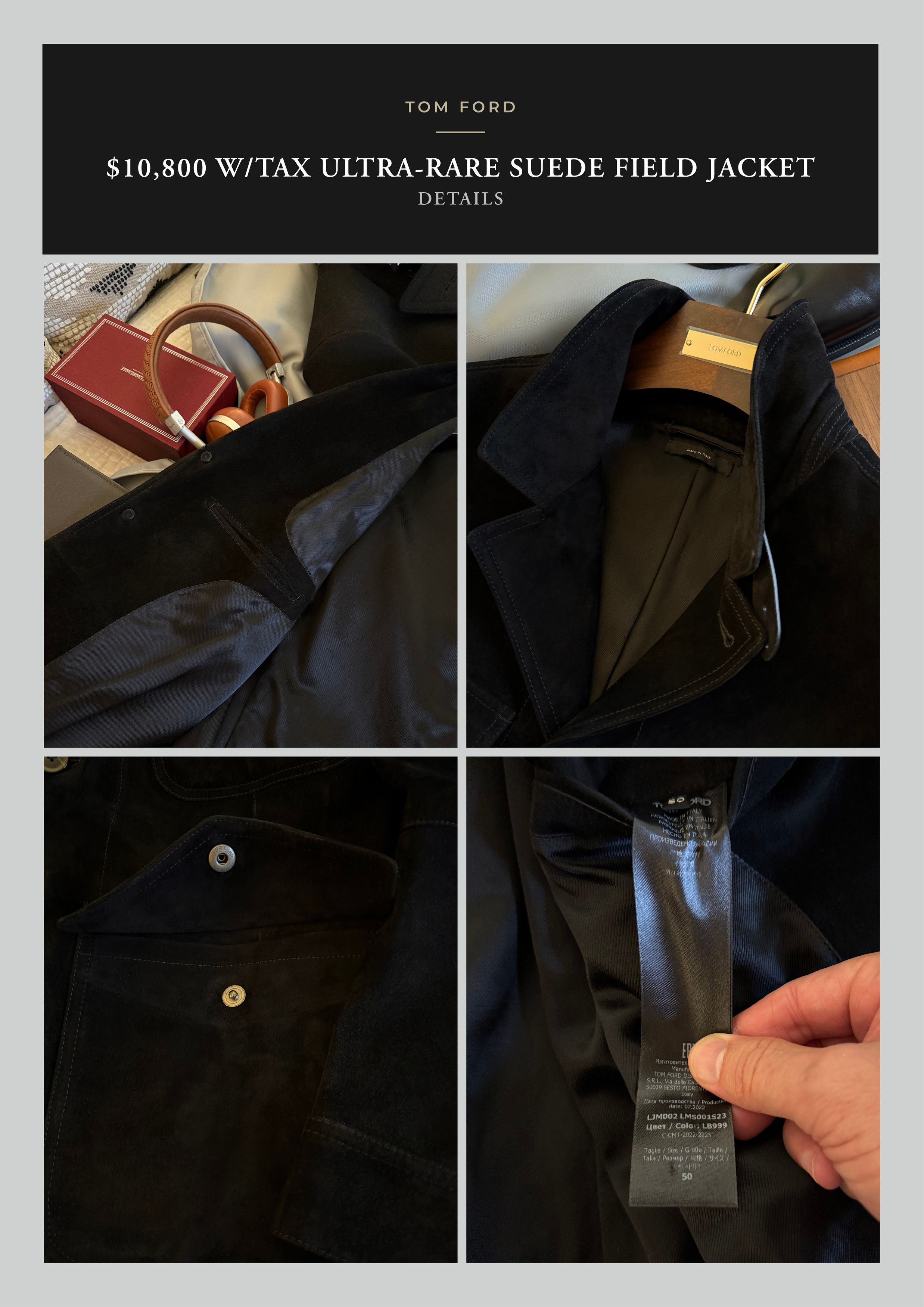 Tom Ford Ultimate Ultra-Rare New $10,800 w/tax Suede Field Jacket Size US M / EU 48-50 / 2 - 23 Thumbnail