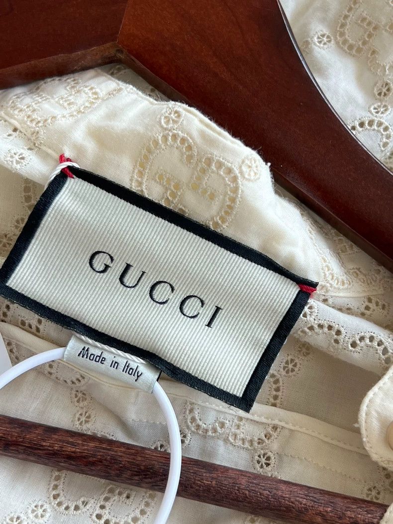 Gucci Gucci Beige logo jacquad full print cotton long-sleeved dr Size XS / US 0-2 / IT 36-38 - 4 Thumbnail