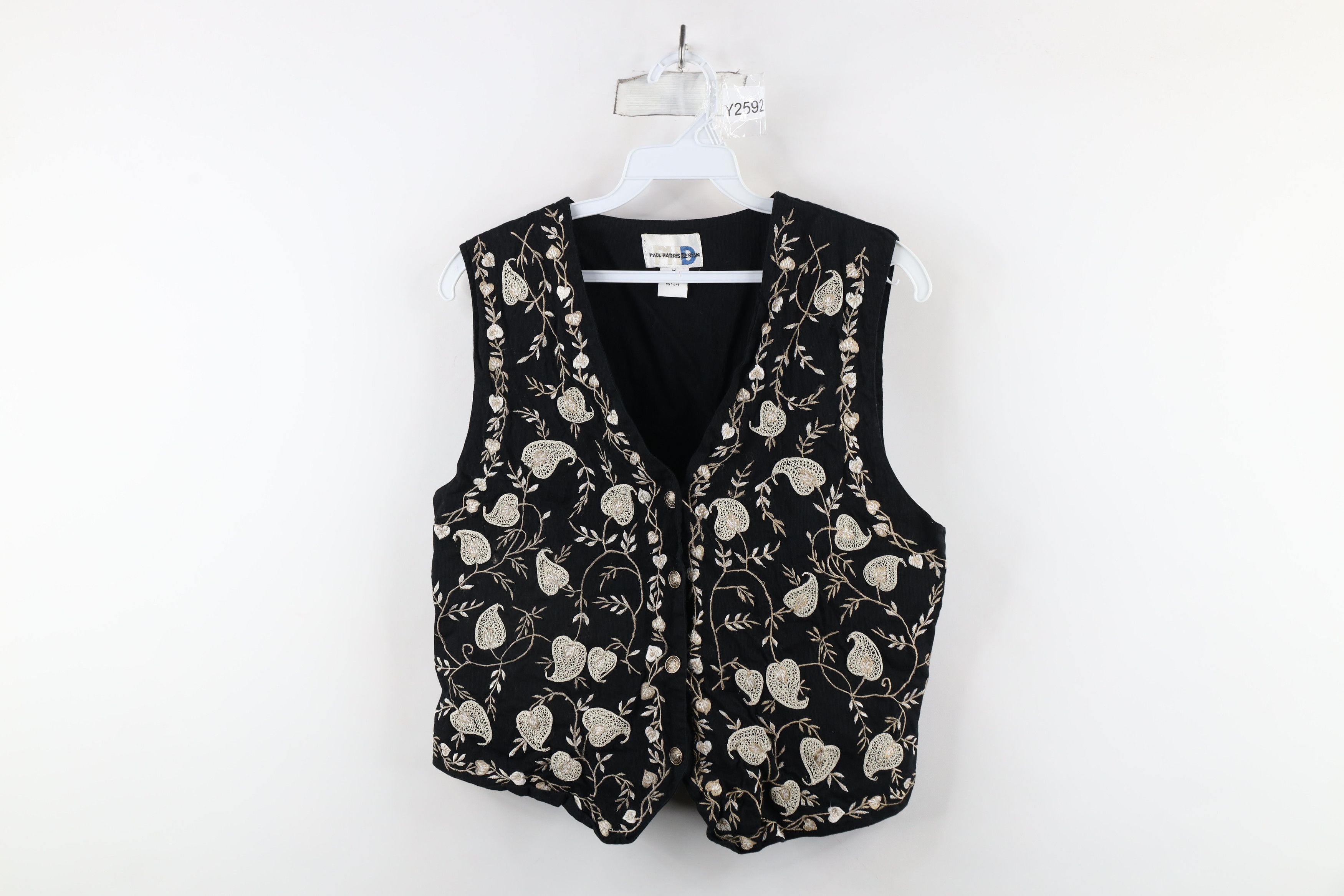 Vintage Vintage 90s Streetwear Embroidered Flower Leaf Tie Back Vest Size M / US 6-8 / IT 42-44 - 1 Thumbnail