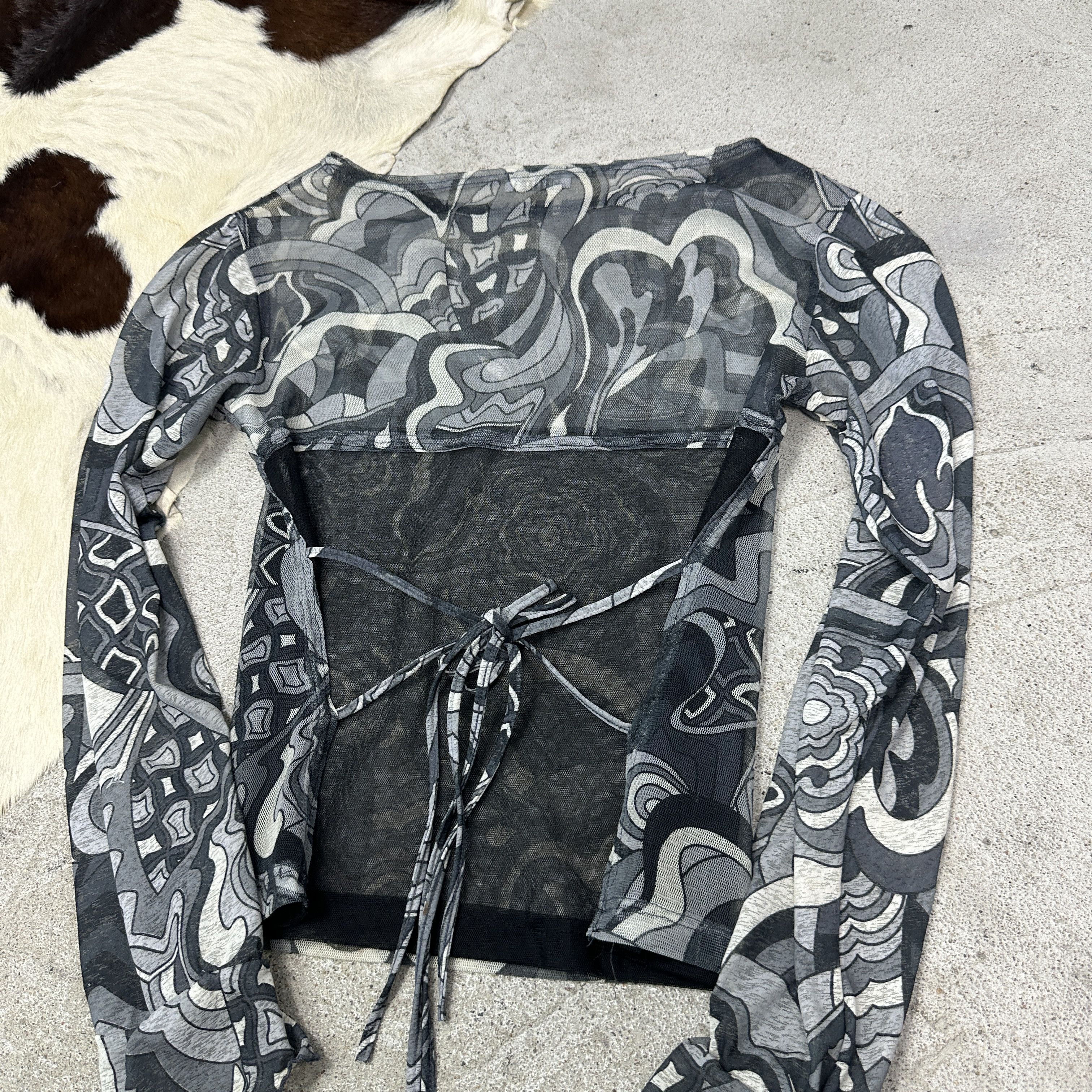 Vintage Vintage Avant Garde Printed Binding Meshtop Y2K Size M / US 6-8 / IT 42-44 - 4 Thumbnail