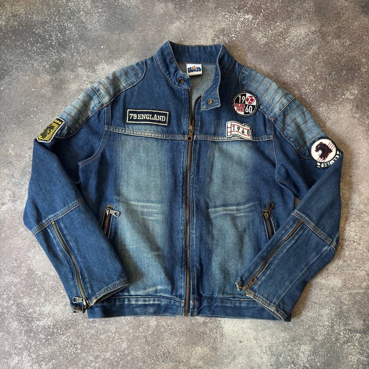 20471120 Amazing Vintage Racing Patched Washed Denim Jacket Size M / US 6-8 / IT 42-44 - 4 Thumbnail
