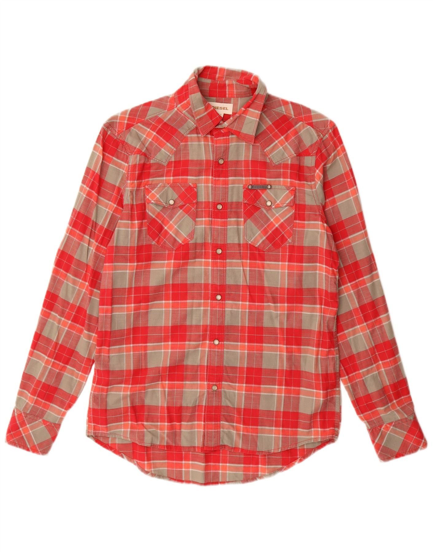Diesel Mens Shirt Small Red Check Cotton Size US S / EU 44-46 / 1 - 1 Thumbnail