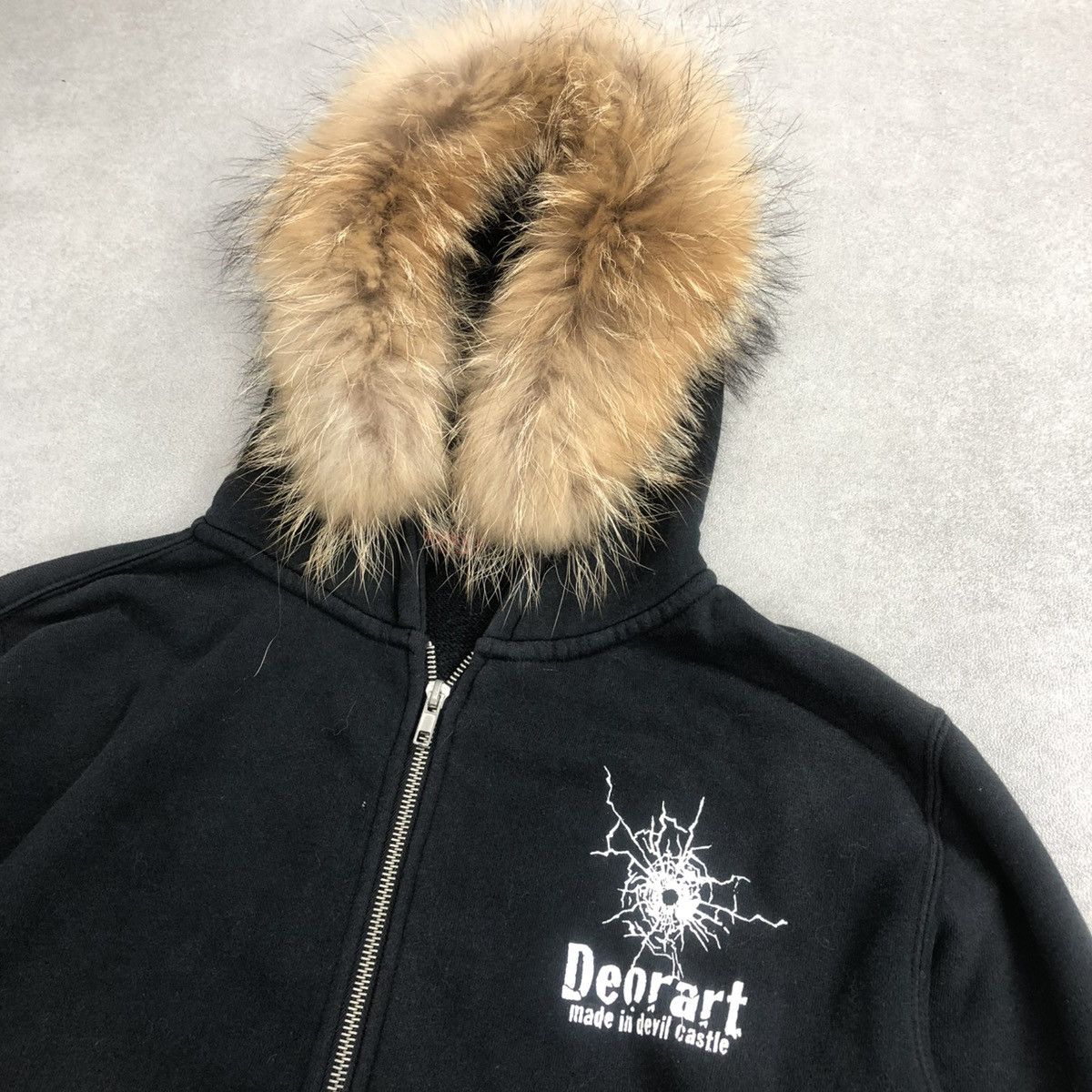 If Six Was Nine 2000s Deoart Skulls Dead Alive Punk Gothic Fur Zip Hoodie Size US L / EU 52-54 / 3 - 3 Thumbnail