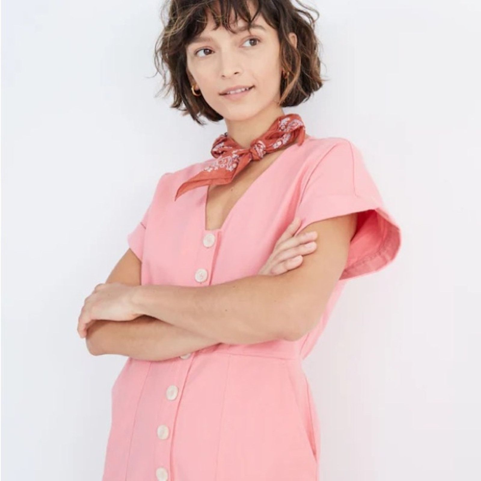 Madewell Madewell Button-Front Day Jumpsuit Romantic Pink Size 28" / US 6 / IT 42 - 2 Thumbnail