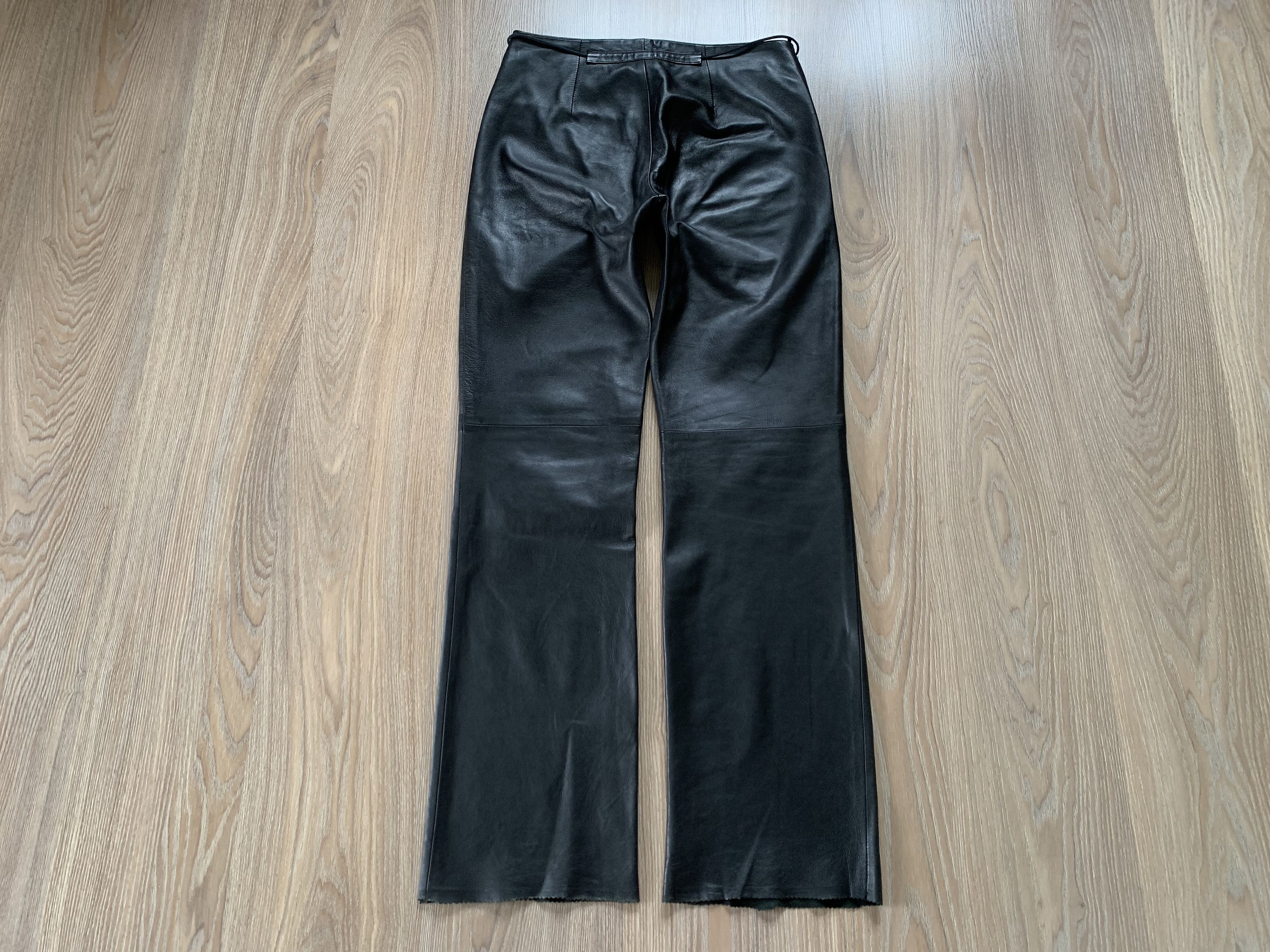 Leather Fabiani Women's Vintage Leather Bell Bottom Pants Size 26" / US 2 / IT 38 - 3 Thumbnail