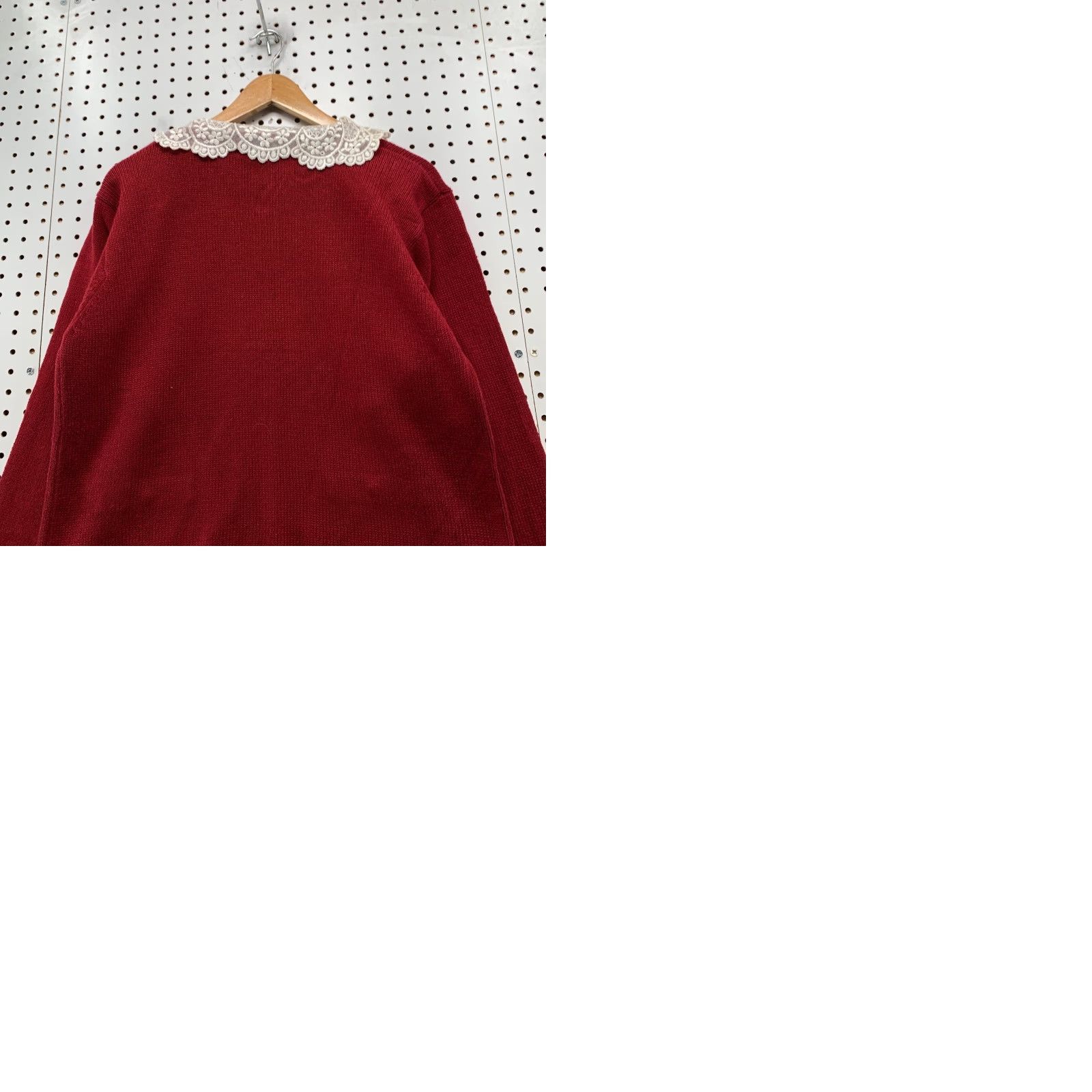 Vintage VINTAGE Chaus Sweater Women M Red Lace Collared Ramie Cotton Button Grandma Size M / US 6-8 / IT 42-44 - 9 Thumbnail