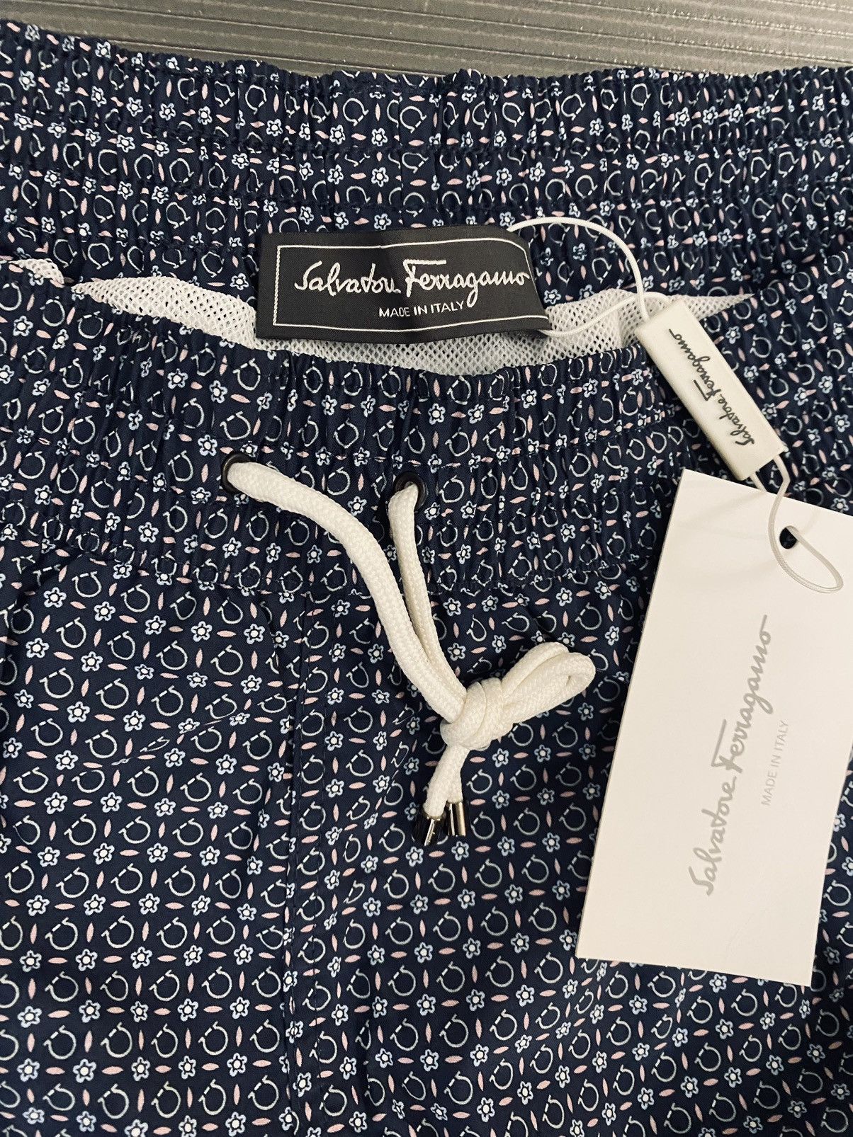 Salvatore Ferragamo Ferragamo 🇮🇹 blue logo accent swimsuit resort boxer 52 NEW Size US 36 / EU 52 - 6 Thumbnail