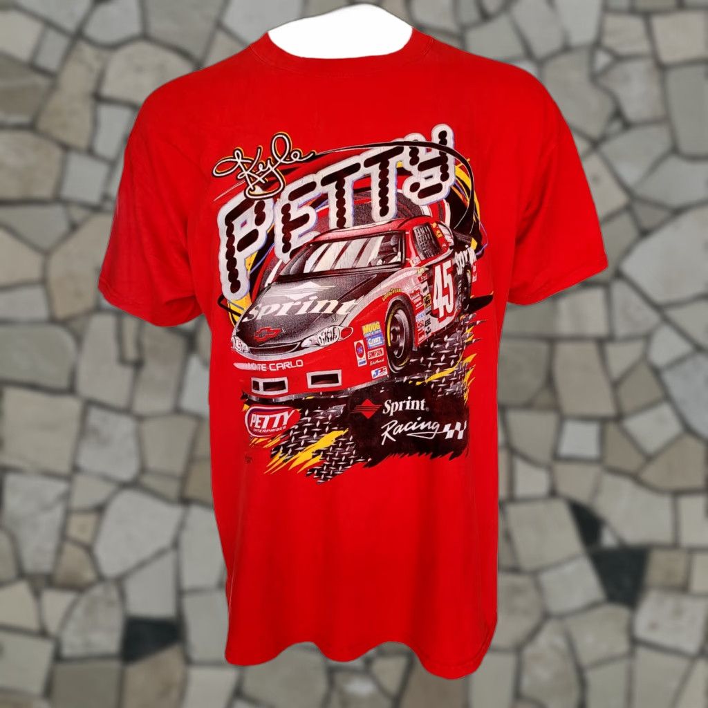 Delta Vintage Kyle Petty NASCAR Sprint Racing T-Shirt Delta Red XL Cotton Preshrunk Graphic Crew Neck Short Sleeve Mens Shoes Size US XL / EU 56 / 4 - 1 Thumbnail