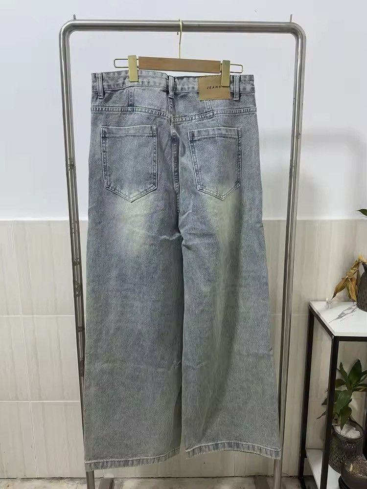 Japanese Brand × Jean Straight Wide Leg Washed Blue Jean Size US 29 - 4 Thumbnail