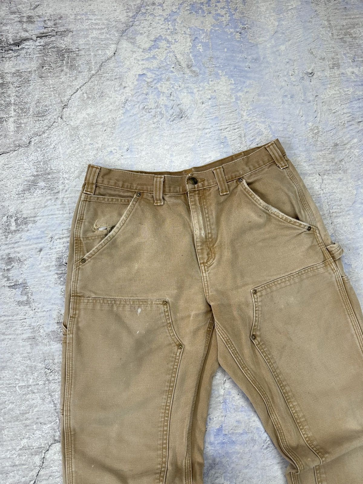 Carhartt × Vintage Carhartt Double Knee vintage faded canvas pants trashed mens Size US 33 - 12 Thumbnail