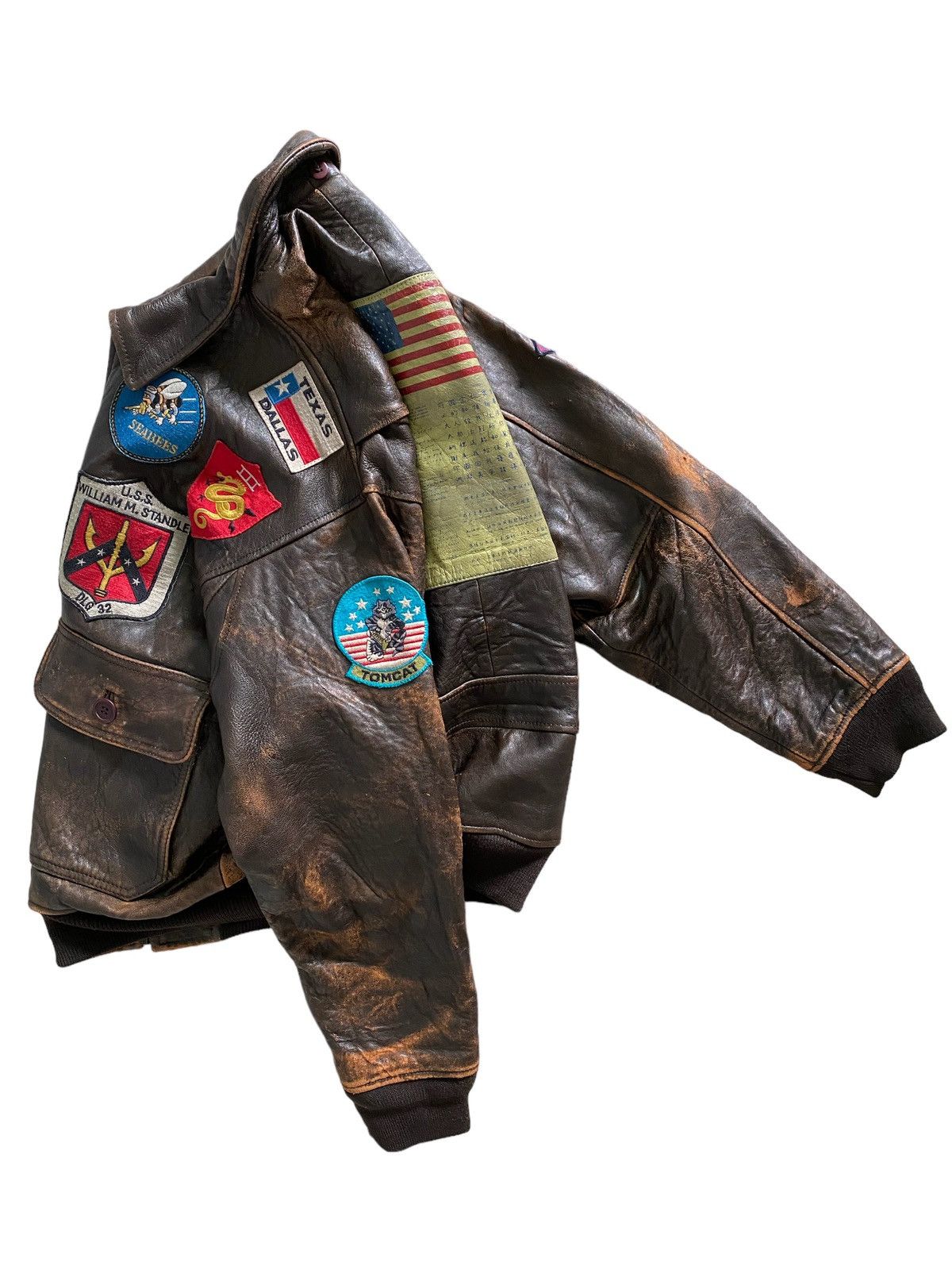 Avirex × Vintage Vintage Avirex Leather Jacket Top Gun US ARMY Full ...