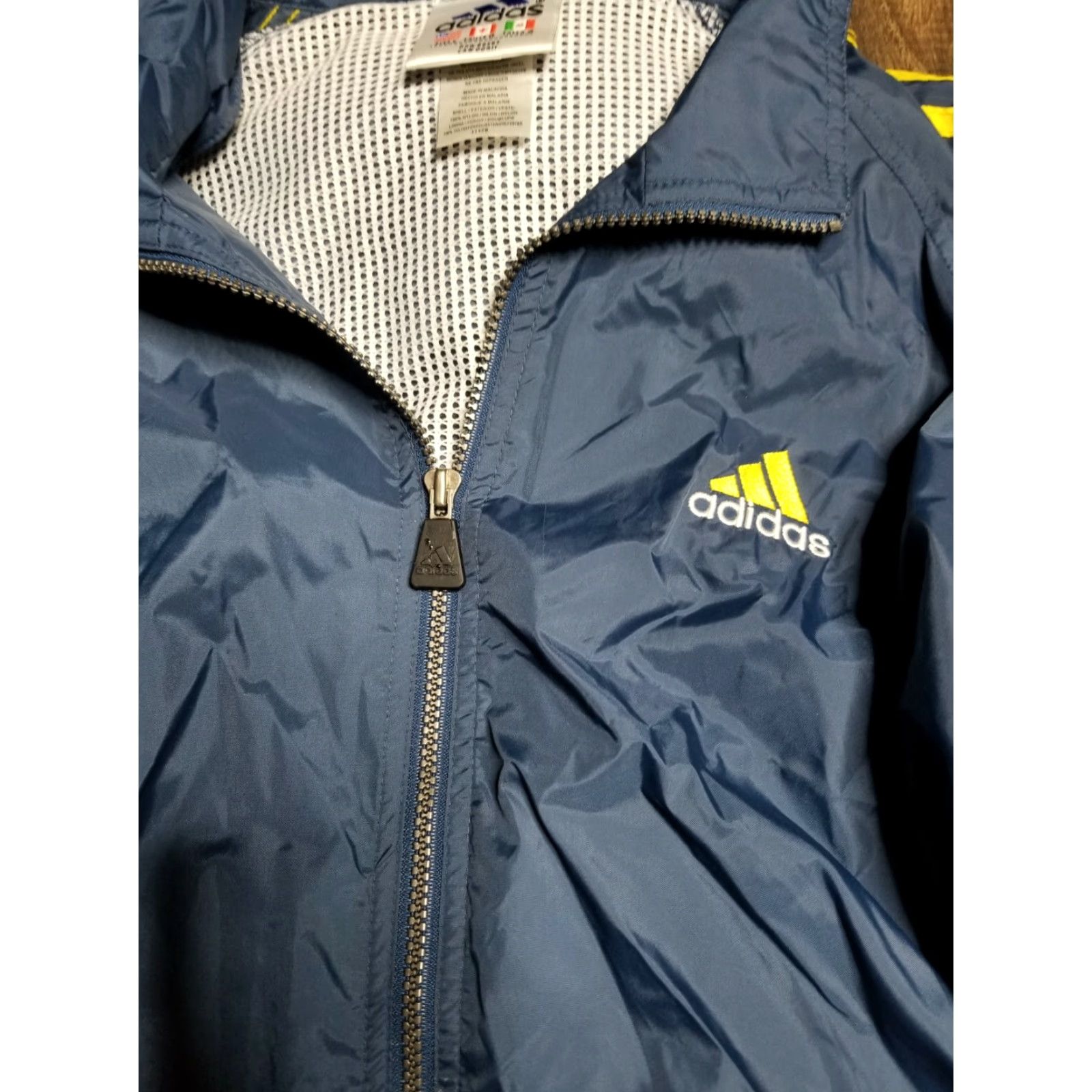 Adidas VINTAGE Adidas Windbreaker Jacket - Roll-Up Hoodie Retro Old School Hip Hop L Blue Logo Full Zip Hooded Mens Jacket Size US L / EU 52-54 / 3 - 3 Thumbnail