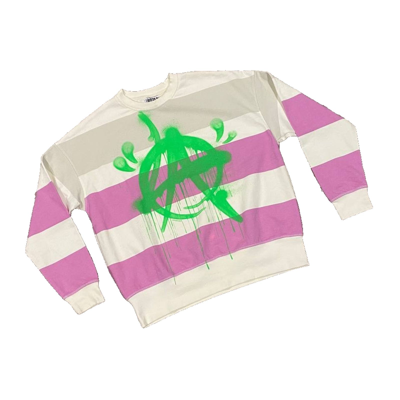 Other Punk LA Anarchy Neon Green Striped Crewneck Sweater sz S Size US S / EU 44-46 / 1 - 2 Thumbnail
