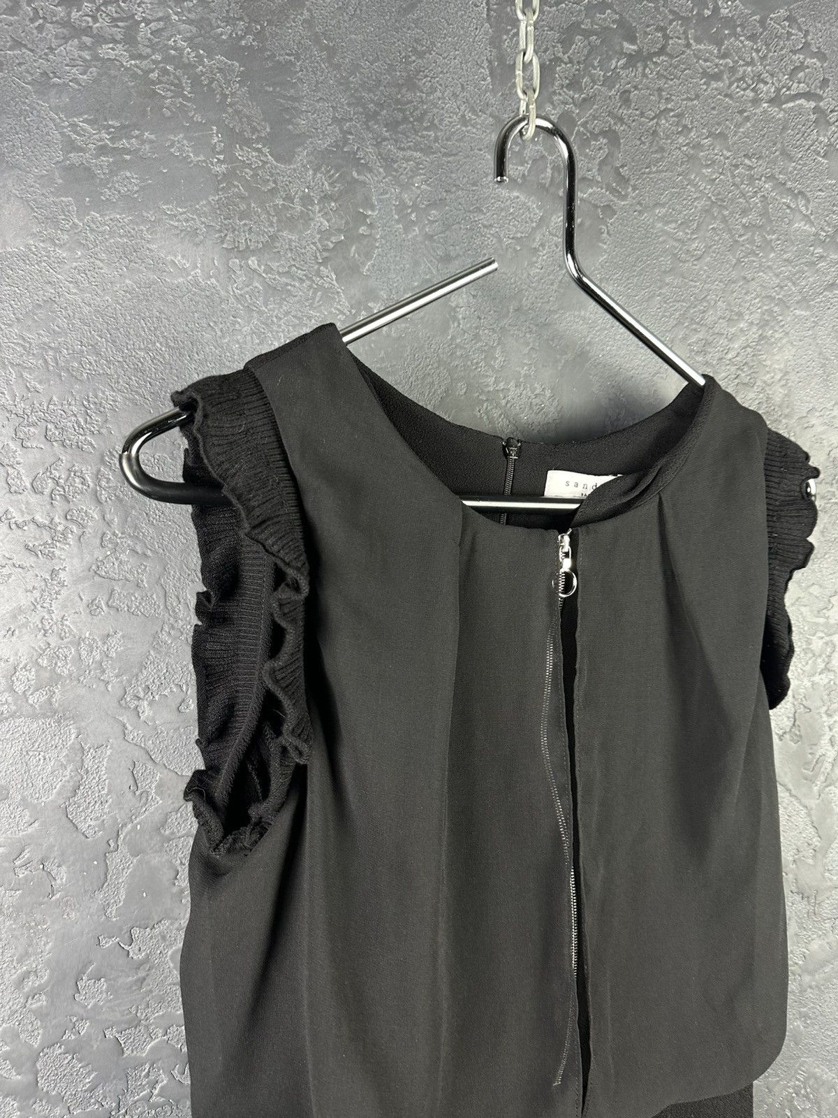 Sandro SANDRO Viscose Crepe Exposed Zipper Flutter Sleeve Dress Size S / US 4 / IT 40 - 6 Thumbnail