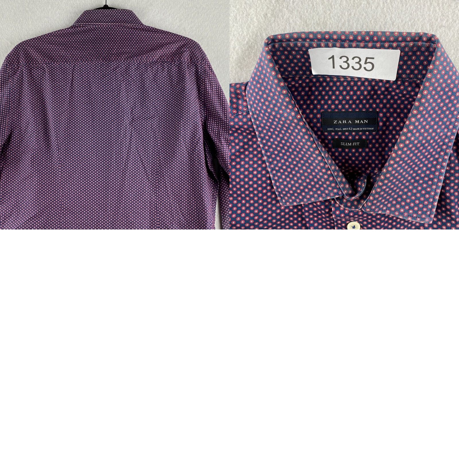 Zara Zara Shirt Mens L Purple Button Up Slim Fit Long Sleeve Collared Dotted Modern Casual Shirt Size US L / EU 52-54 / 3 - 8 Thumbnail