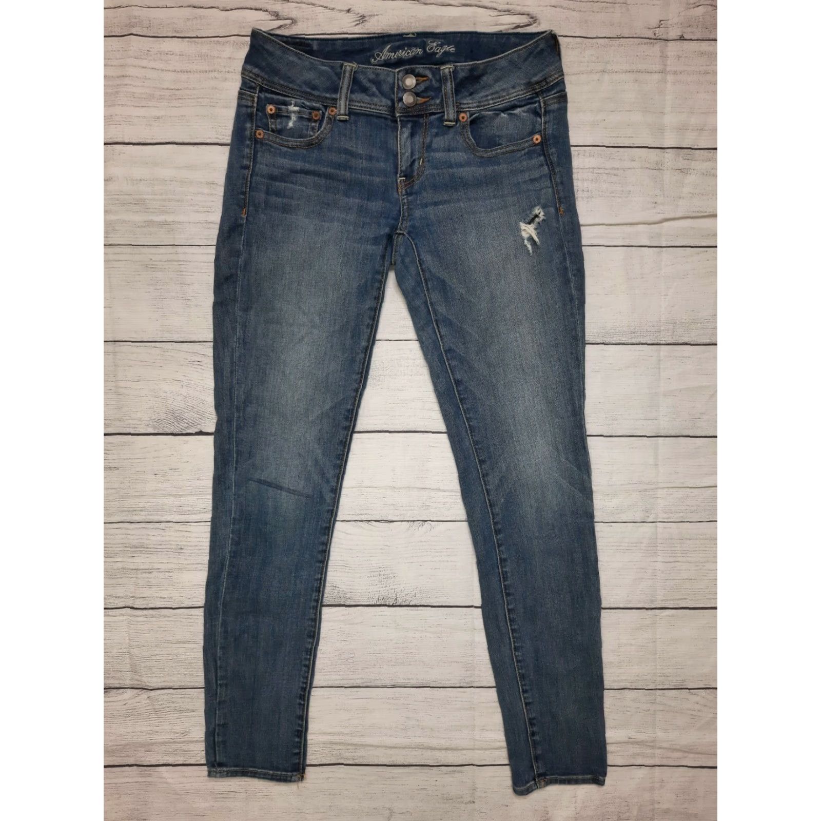 American Eagle Outfitters American Eagle Outfitters Jeans Skinny Denim Stretch 27x29 4 Adults Womens Dark Blue Jeans Stretch Size 27" / US 4 / IT 40 - 3 Thumbnail