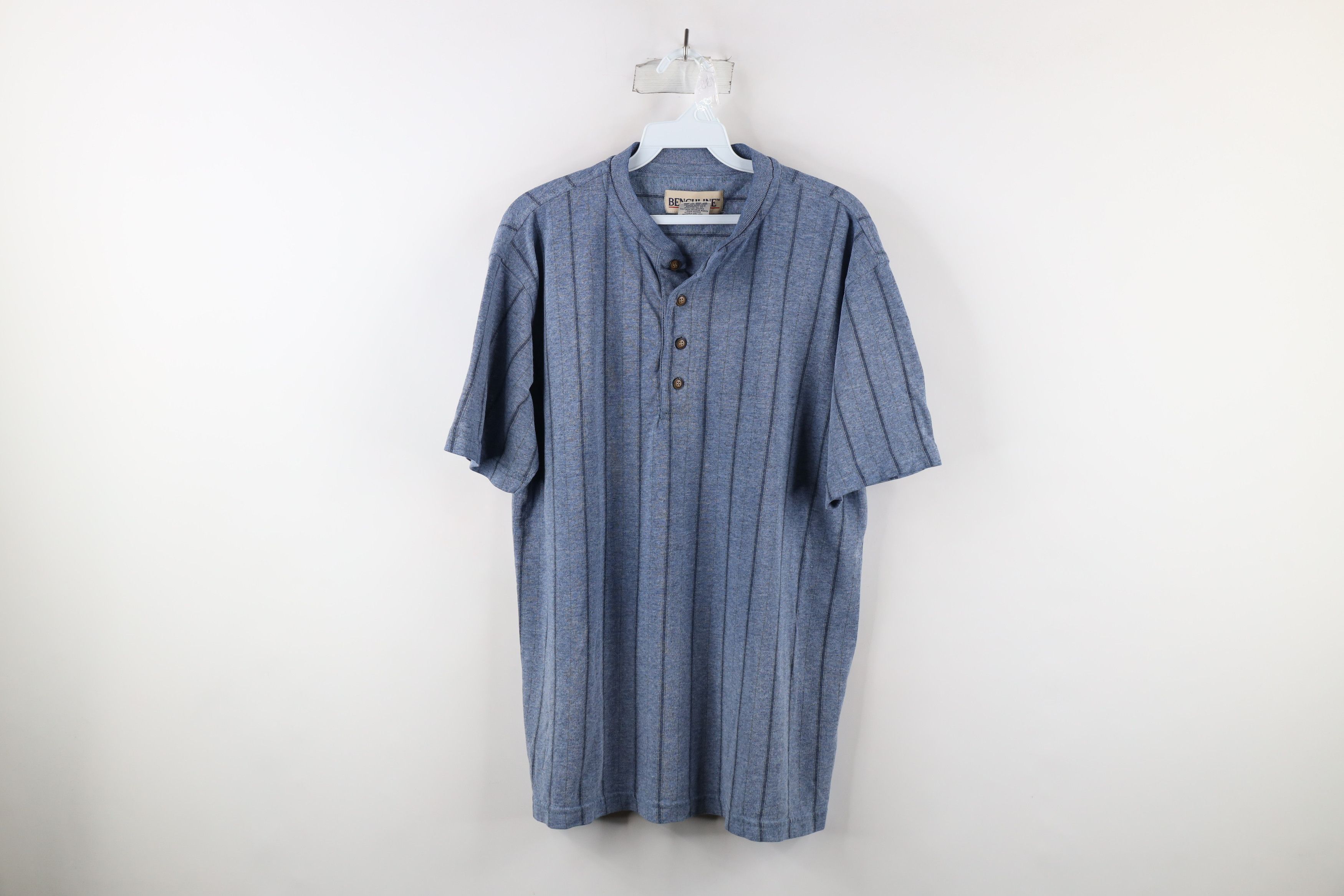 Vintage Vintage 90s Streetwear Striped Short Sleeve Henley T-Shirt Size US M / EU 48-50 / 2 - 1 Thumbnail
