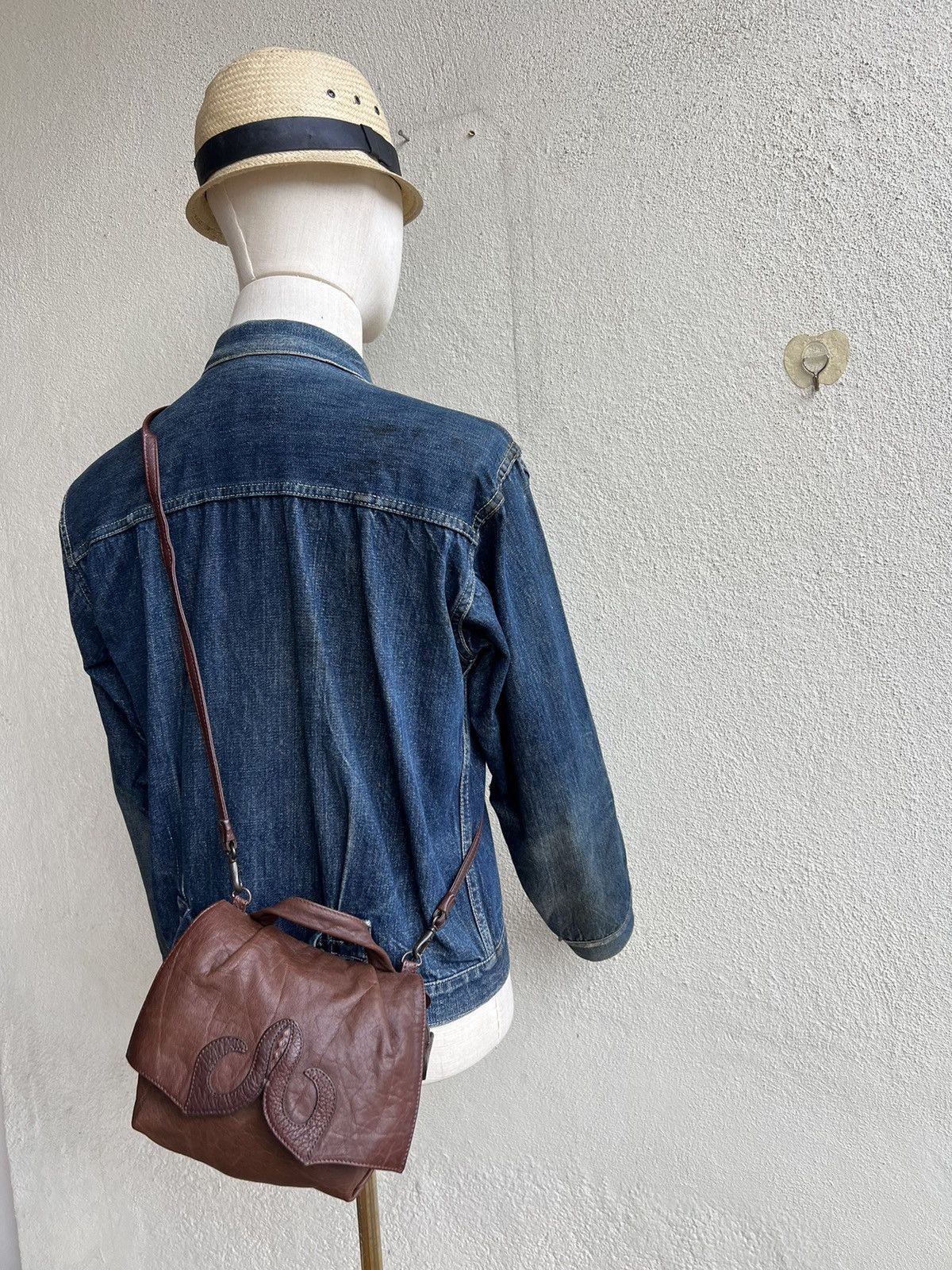 Leather Vintage IBIZA Japan Faded Patina Leather Mini Bag Size ONE SIZE - 5 Thumbnail