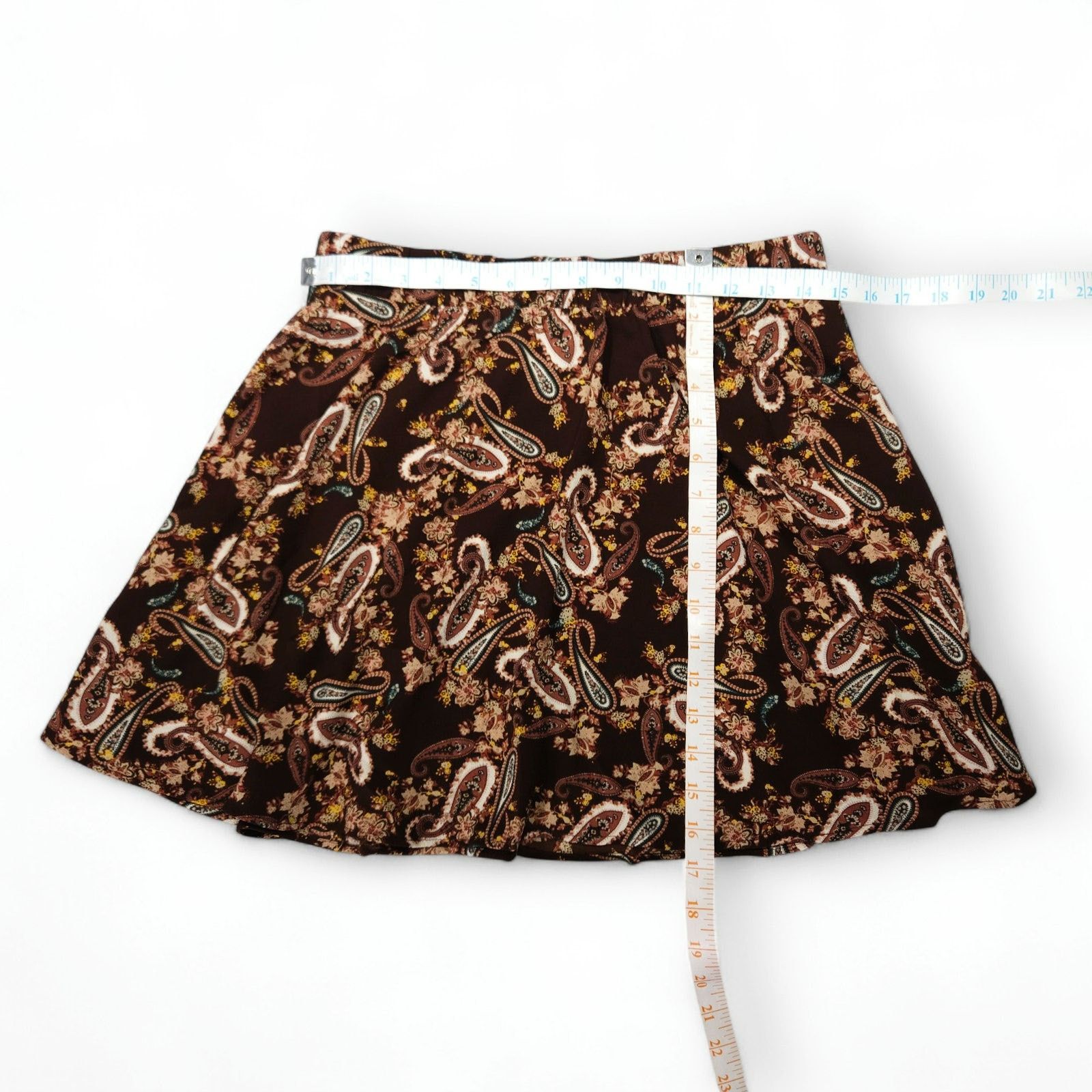 Other NWT Vero Moda VMSaga Skater Skirt M Brown Cream Paisley Boho Size 30" / US 8 / IT 44 - 7 Thumbnail