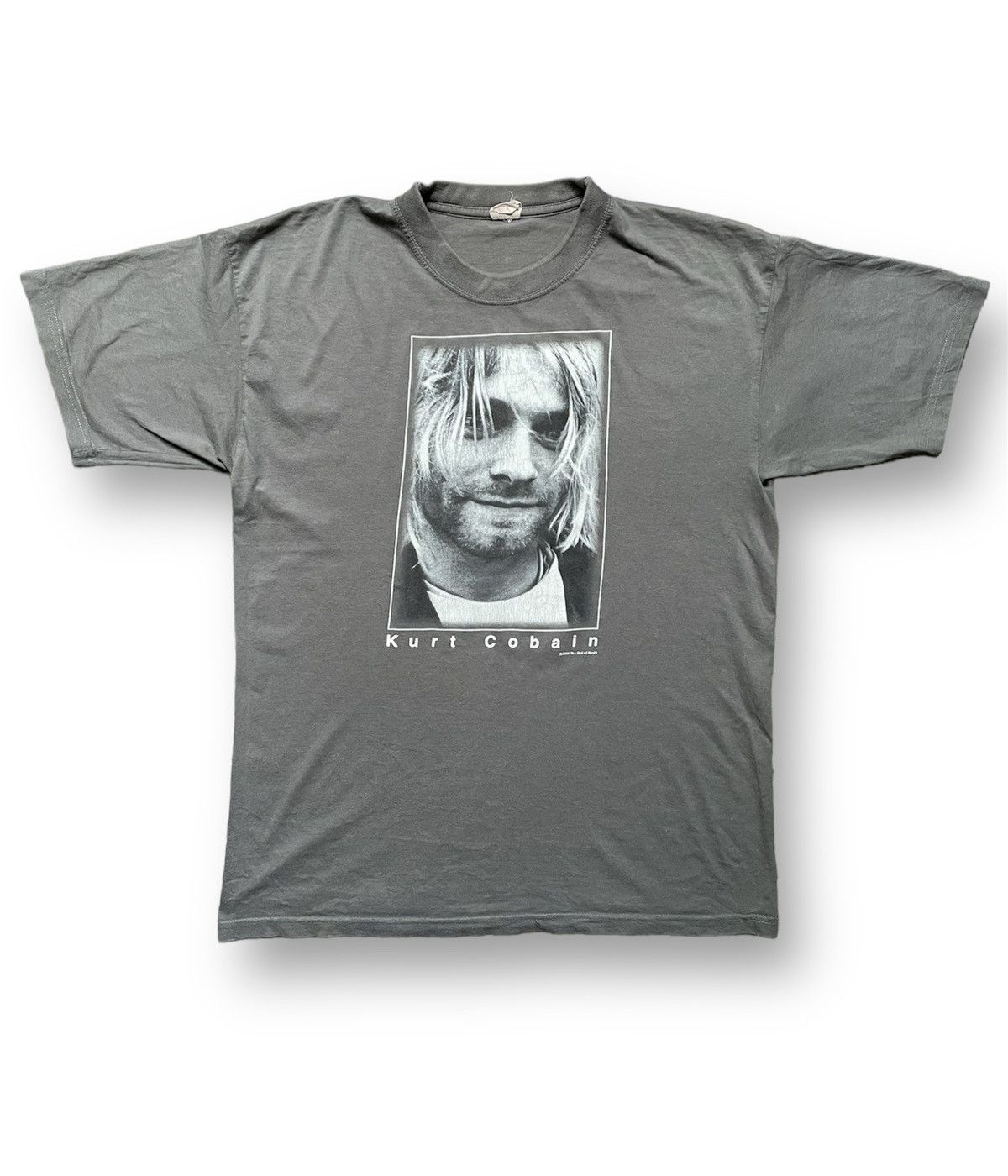 image of Vintage 2002 Kurt Cobain The End Of Music Tee T-Shirt in Grey, Men's (Size Large)