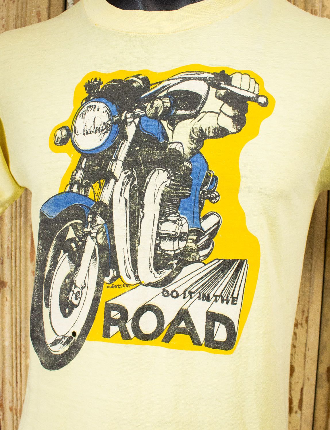 Vintage Vintage Do It In The Road Motorcycle Graphic T Shirt 70s Size US S / EU 44-46 / 1 - 2 Thumbnail