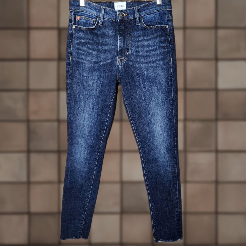 Hudson Hudson Womens Dark Wash High Rise Blair Super Skinny Raw Hem Jeans-Size 27 Size 27" / US 4 / IT 40 - 1 Thumbnail