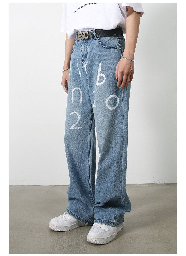 Japanese Brand × Jean Men's hand-painted loose casual wide-leg jeans Size US 32 / EU 48 - 6 Thumbnail