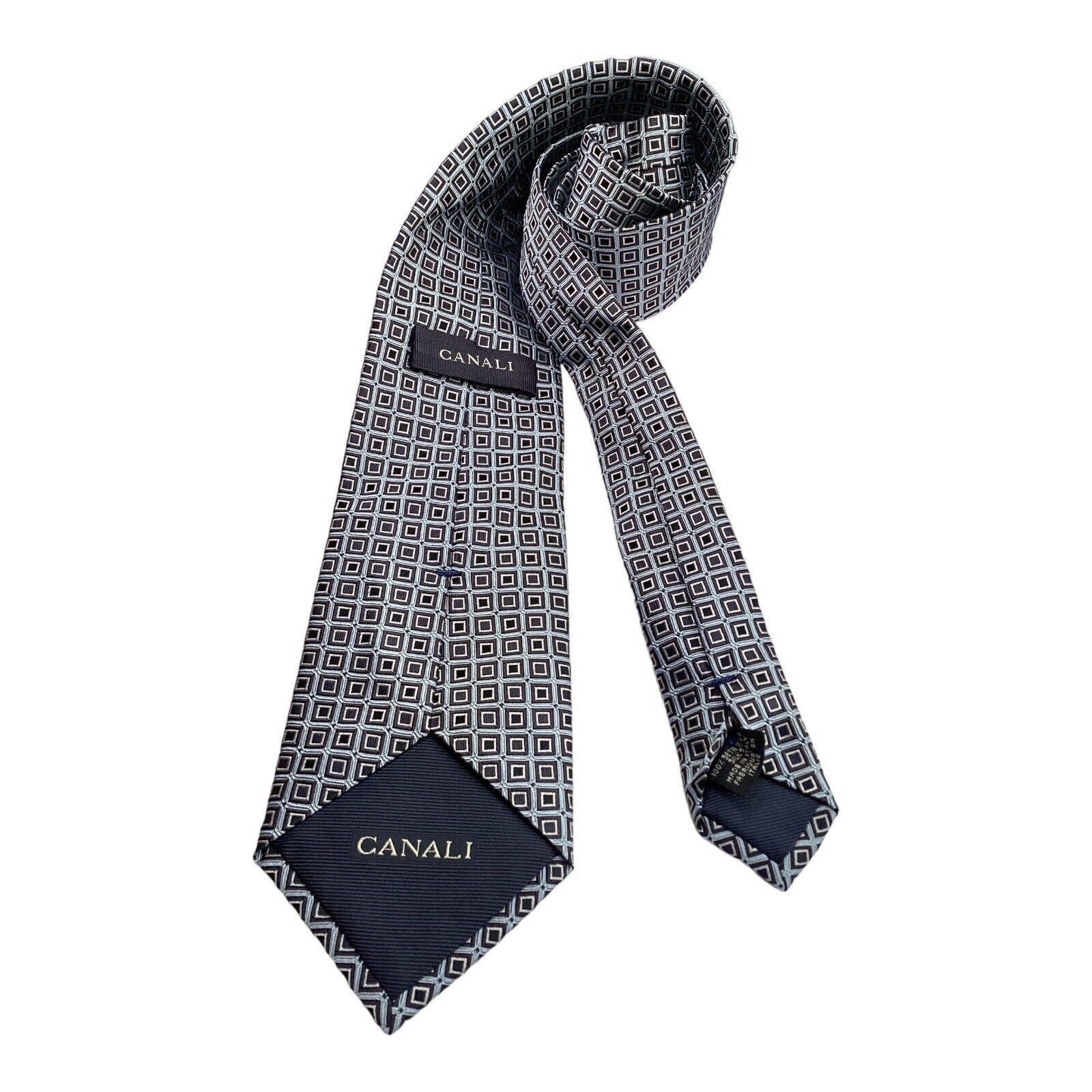 Canali CANALI Sky Blue Geometric Luxury Silk Tie Made In Italy W: 3 Size ONE SIZE - 2 Thumbnail