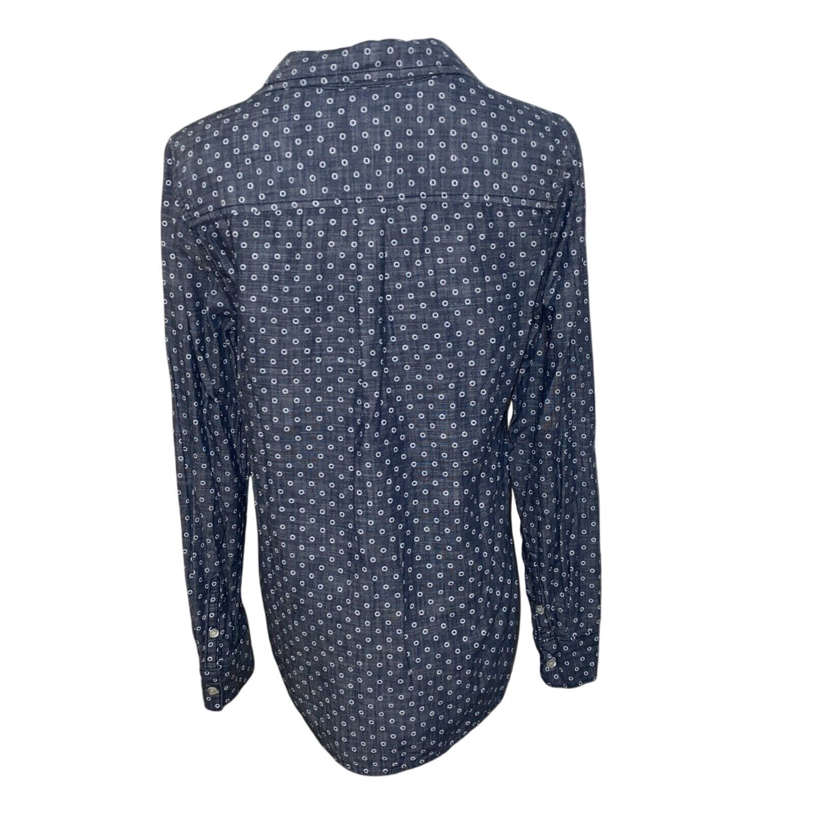 J.Crew J. CREW Denim Blue Button Up Long Sleeve Sz 10 100% Cotton Size L / US 10 / IT 46 - 3 Thumbnail