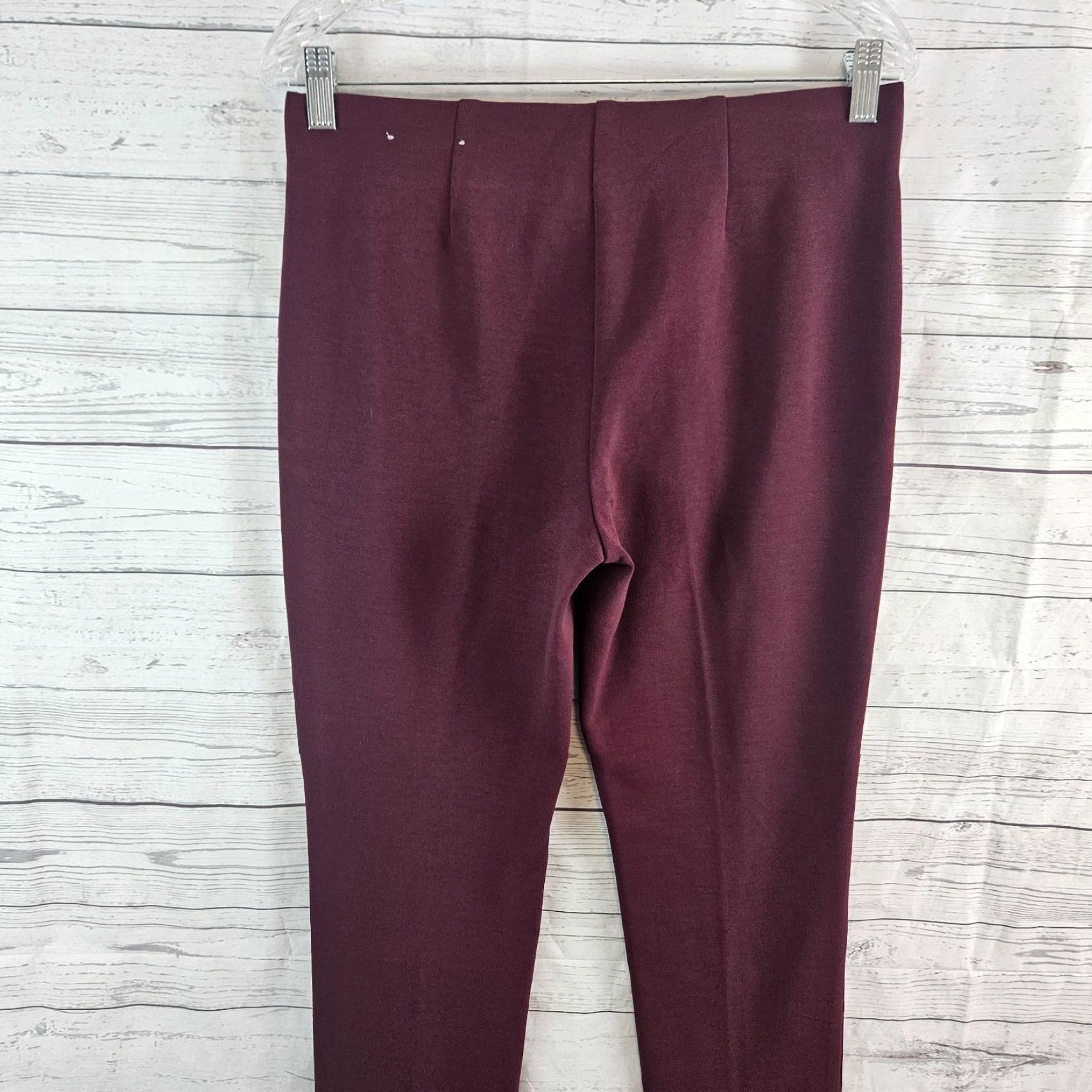 Vintage Chico's Womens Ponte Knit Ankle Pants Sz 0 US 4 Wine Red Mid Rise Pull On Pants Womens Red 27 In Inseam 15.5 Waist 9.5 Rise 4 Mens Ladies Girls Size 27" / US 4 / IT 40 - 4 Thumbnail
