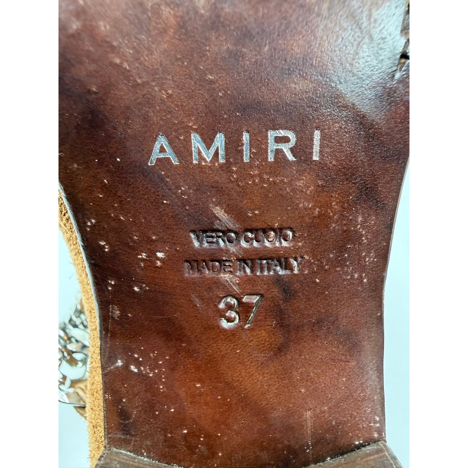 Amiri Size 37/7 - Amiri Bandana Chain Link Buckle Beige Boots Size US 7 / IT 37 - 7 Thumbnail