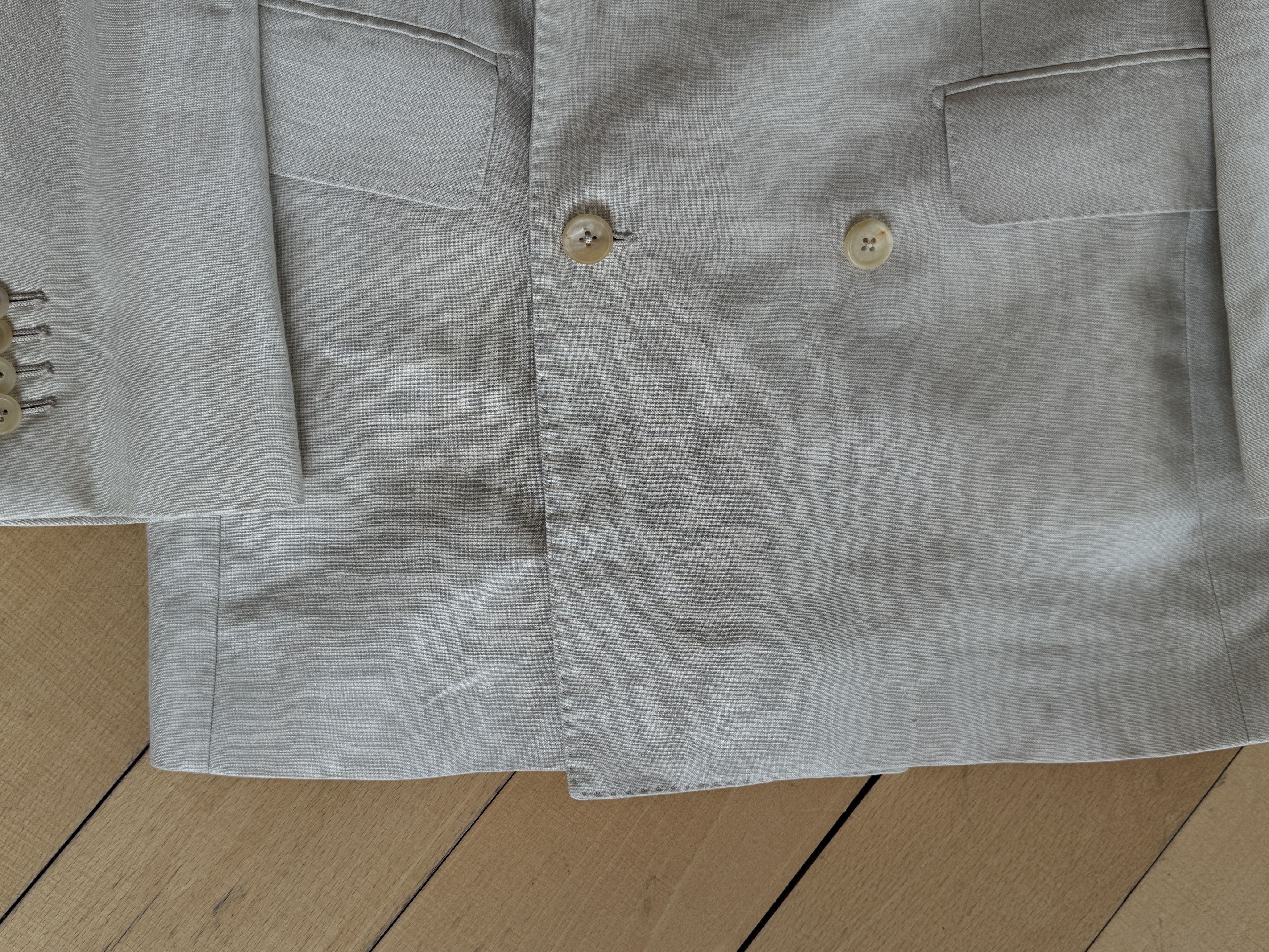 HUSBANDS Husbands Paris - Beige Linen Blazer Double Breasted Size 36R - 5 Thumbnail