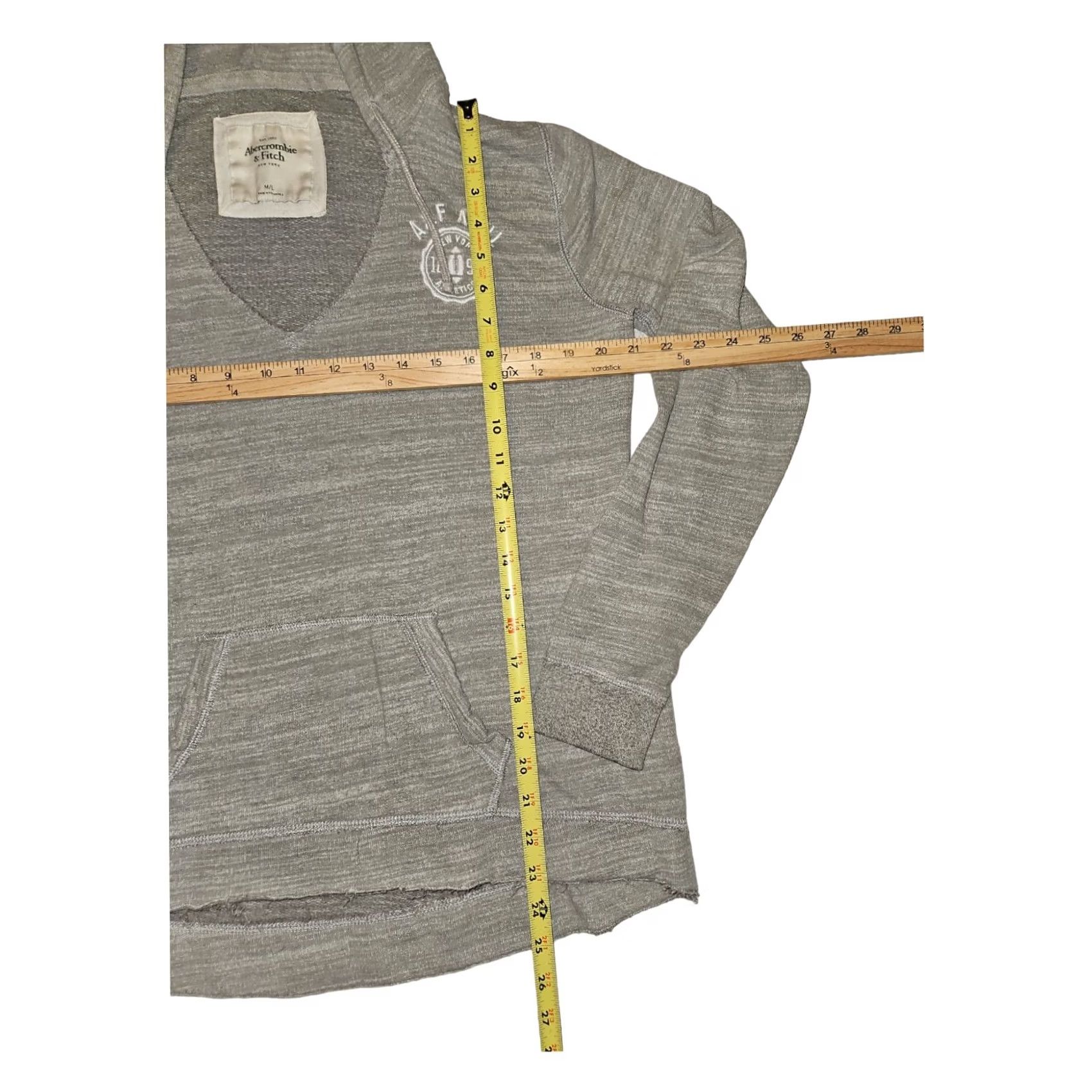 Abercrombie & Fitch Abercrombie & Fitch Gray Hooded V-Neck Tunic Casual Preppy Hoodie Medium Womens Size M / US 6-8 / IT 42-44 - 3 Thumbnail