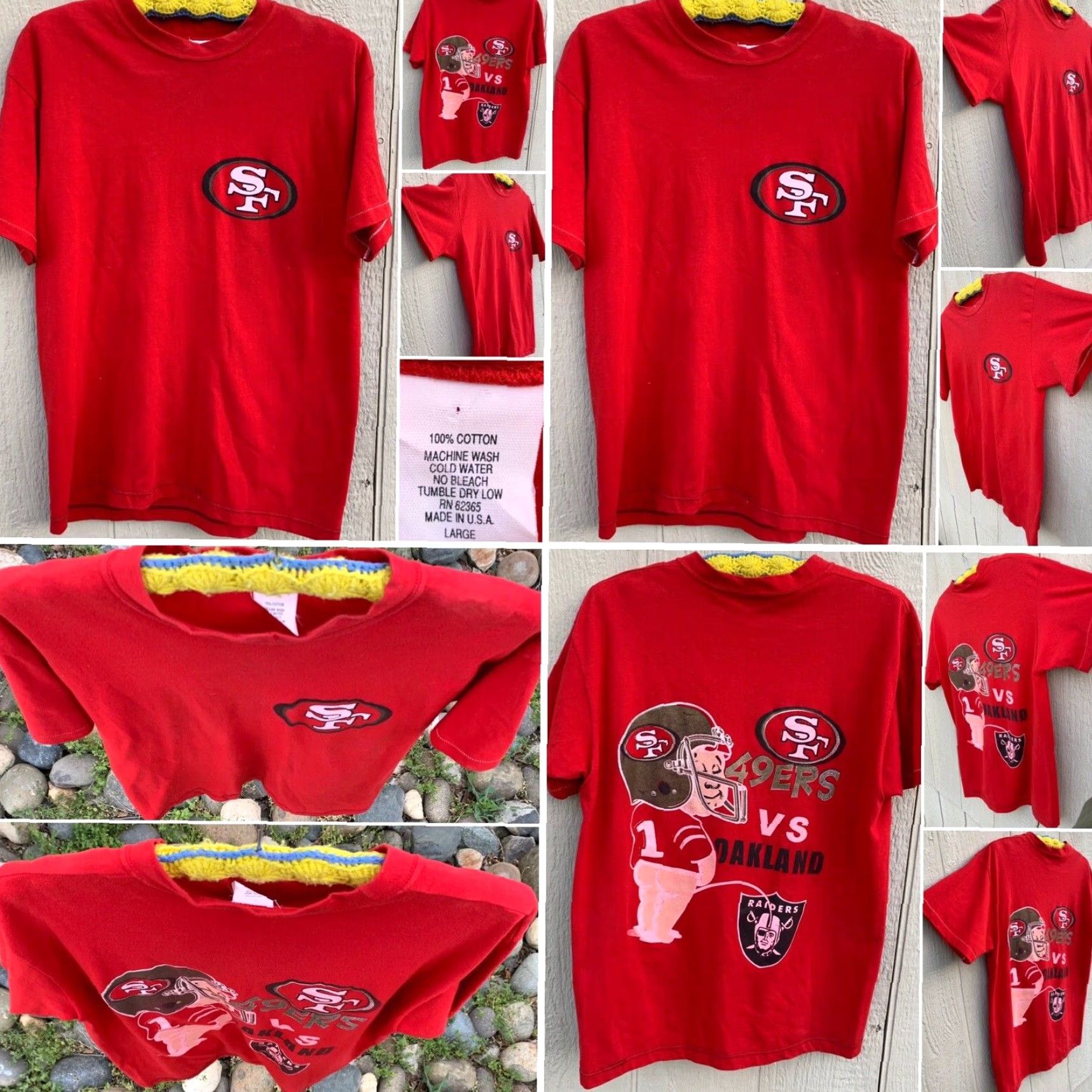 Vintage VINTAGE 49ERS VS RAIDERS Rivalry T Shirt Men L Red 100% Cotton Made in USA Graphic Tee San Francisco Oakland Football Humour (Humor) / Novelty Size US L / EU 52-54 / 3 - 2 Thumbnail