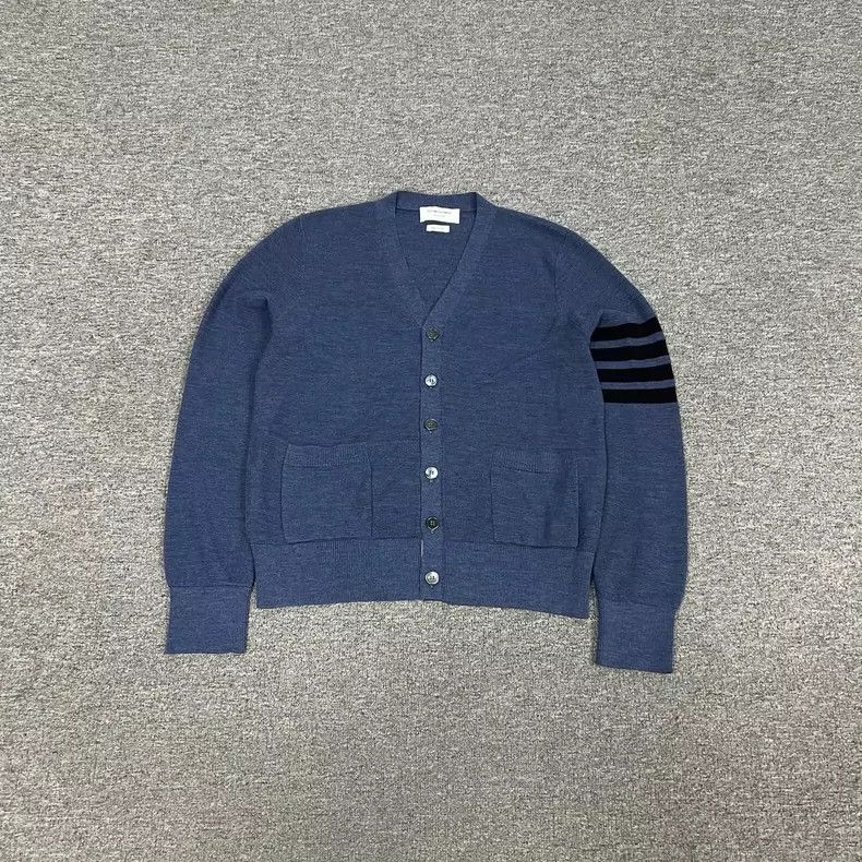 Thom Browne Thom Browne 4-Stripe Wool Cardigan - dmc Size US S / EU 44-46 / 1 - 1 Thumbnail