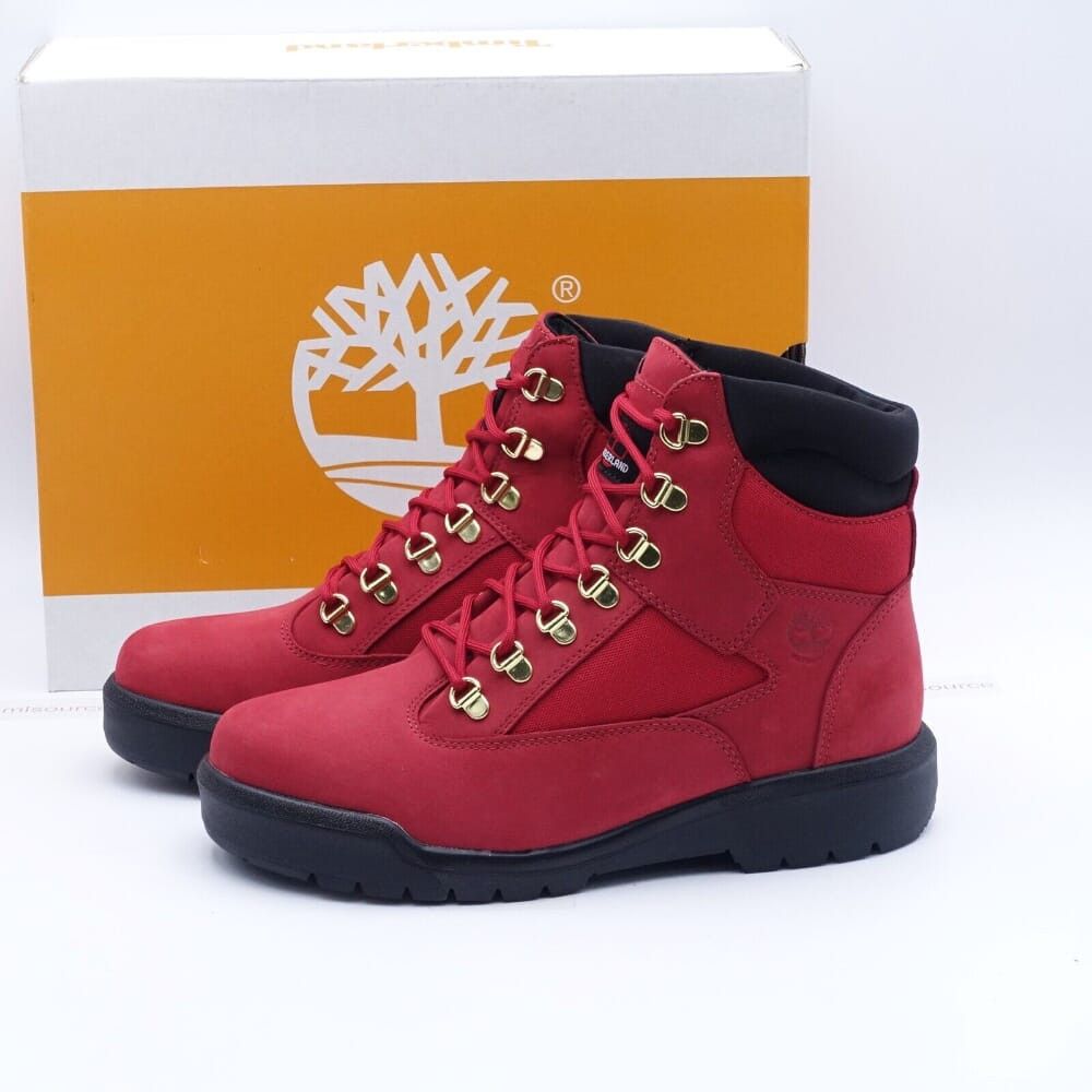 image of Timberland 6'' Waterproof Field Boot Dark Red Nubuck Tb0A2Jnwf41, Men's (Size 9)