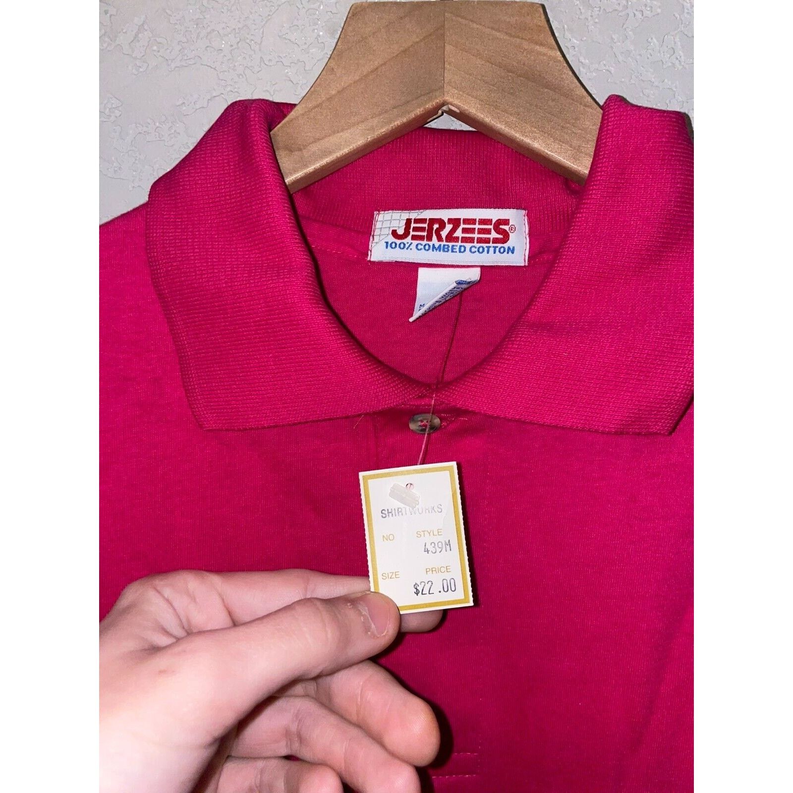 Jerzees Vintage Pink Blank Polo Shirt Jerzees VTG 90s Small Stain Size US L / EU 52-54 / 3 - 8 Thumbnail