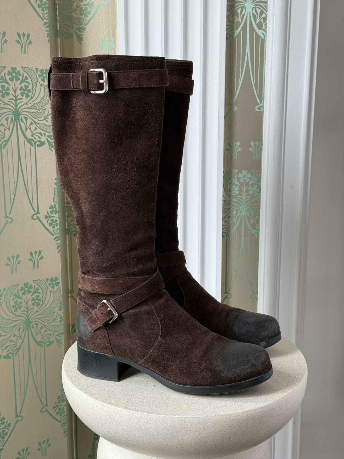 Prada Prada Sport Brown Suede and Leather Moto Knee Boots 38.5 Size US 8.5 / IT 38.5 - 7 Thumbnail
