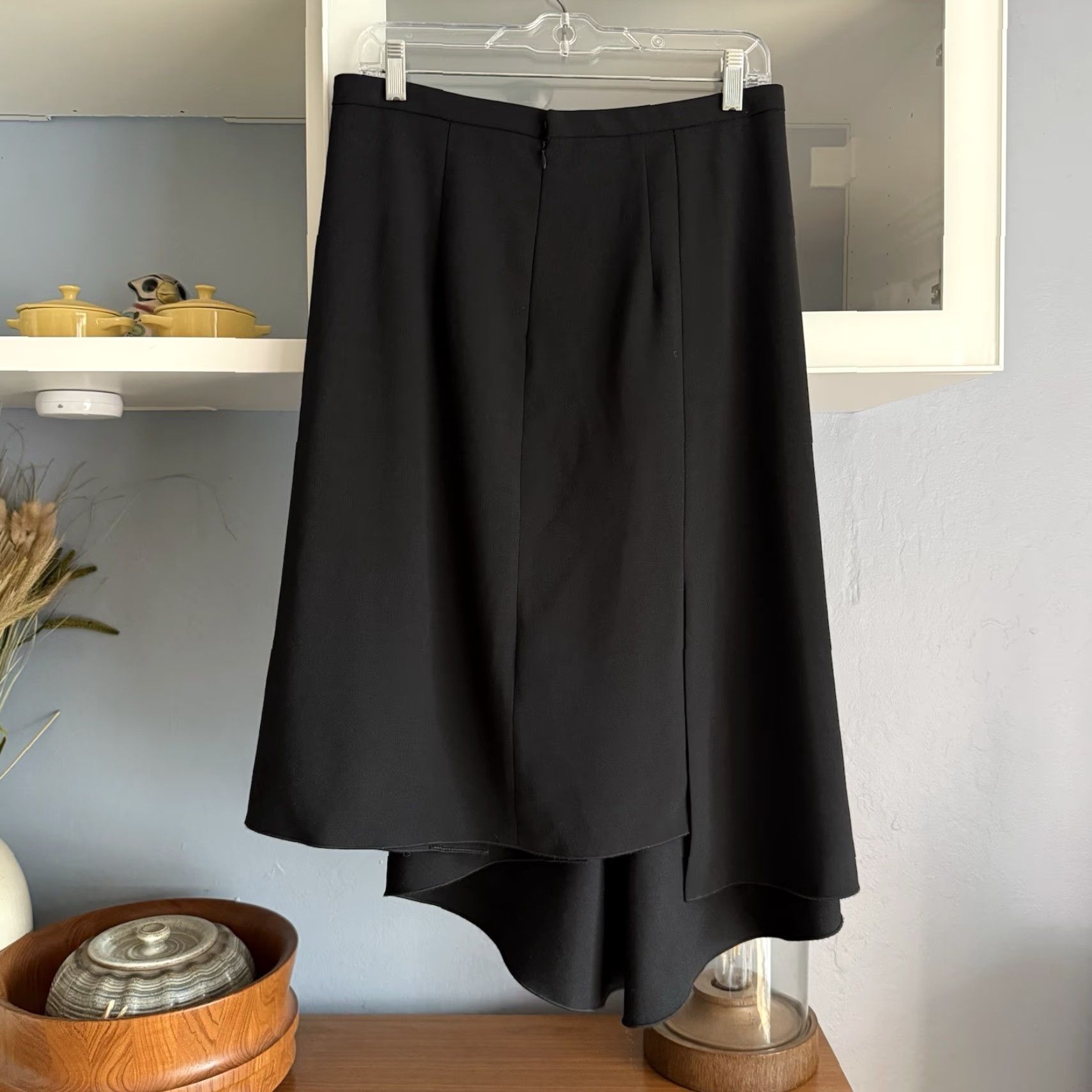 Vintage VINTAGE Oblique Creations Italy Asymmetric A-Line Skirt Lagenlook Goth Size M Black Knee Length Women Size 32" / US 10 / IT 46 - 3 Thumbnail