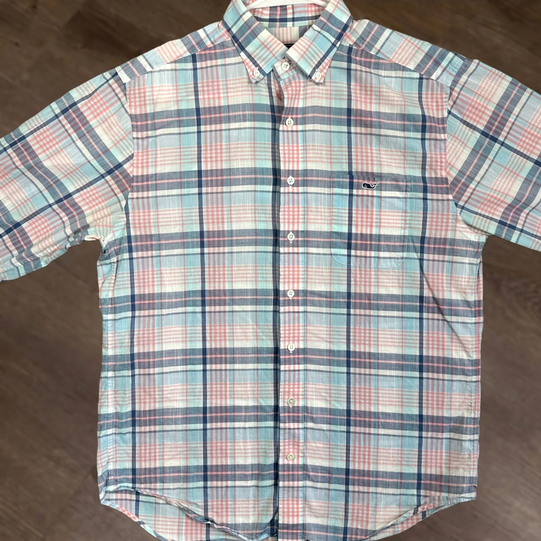 Vineyard Vines Vineyard Vines Shirt Mens M Blue Pink Plaid Classic Fit Tucker Button-Down Chest Pocket Long Sleeve Size US M / EU 48-50 / 2 - 1 Thumbnail
