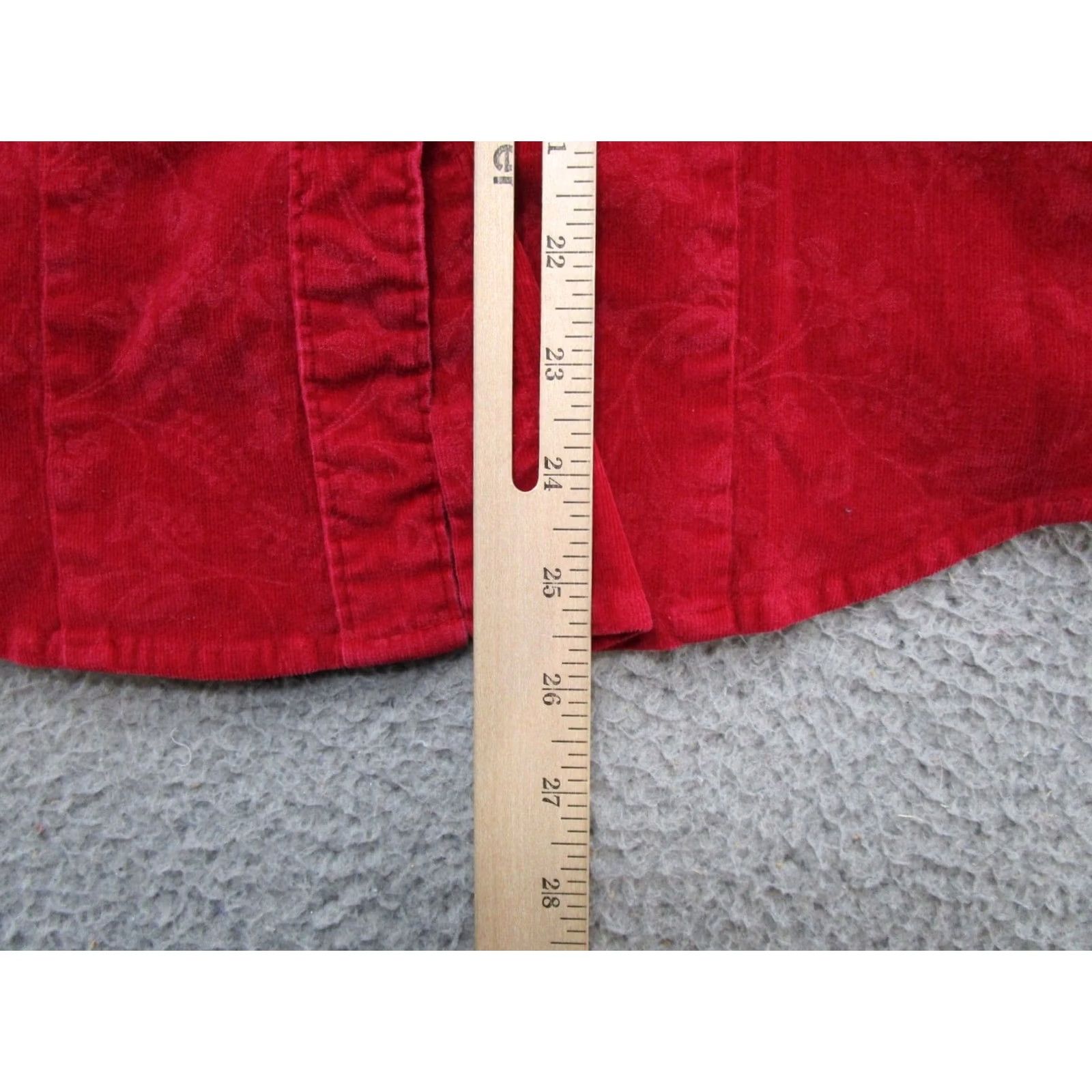 Vintage Guide Series Women's Red Corduroy Floral Button Up Long Sleeve Shirt S Size S / US 4 / IT 40 - 6 Thumbnail