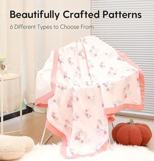 NBDN Nobrandedon Muslin Baby Blanket, 4-Layer Muslin Cotton Swaddle 47 x 47 Size ONE SIZE - 6 Thumbnail