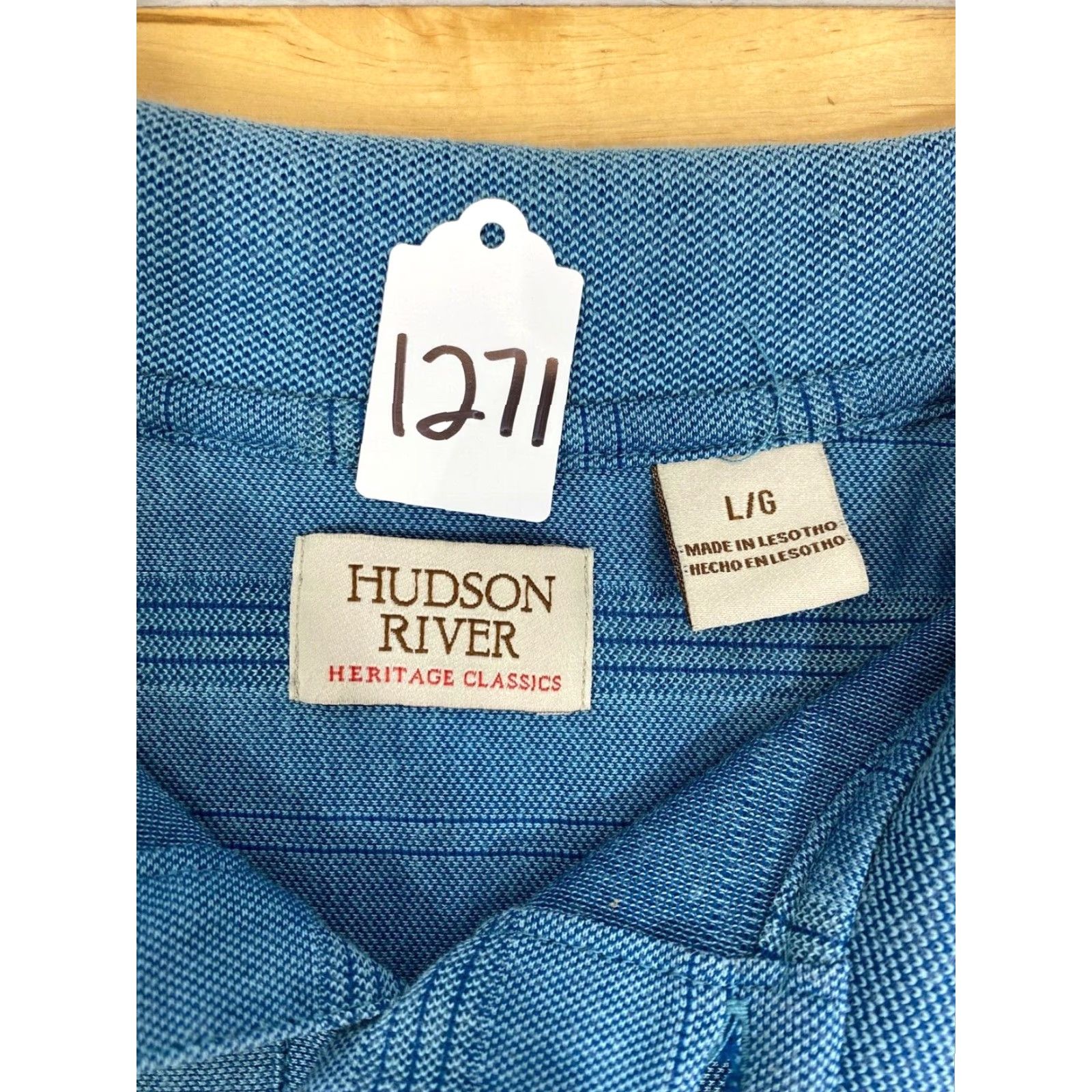 Hudson Hudson River Mens Blue 3 Button Polo Shirt Size L Golf Heritage Classics Knit Polyester Short Sleeve Collared Spread 1271 Size US L / EU 52-54 / 3 - 3 Thumbnail