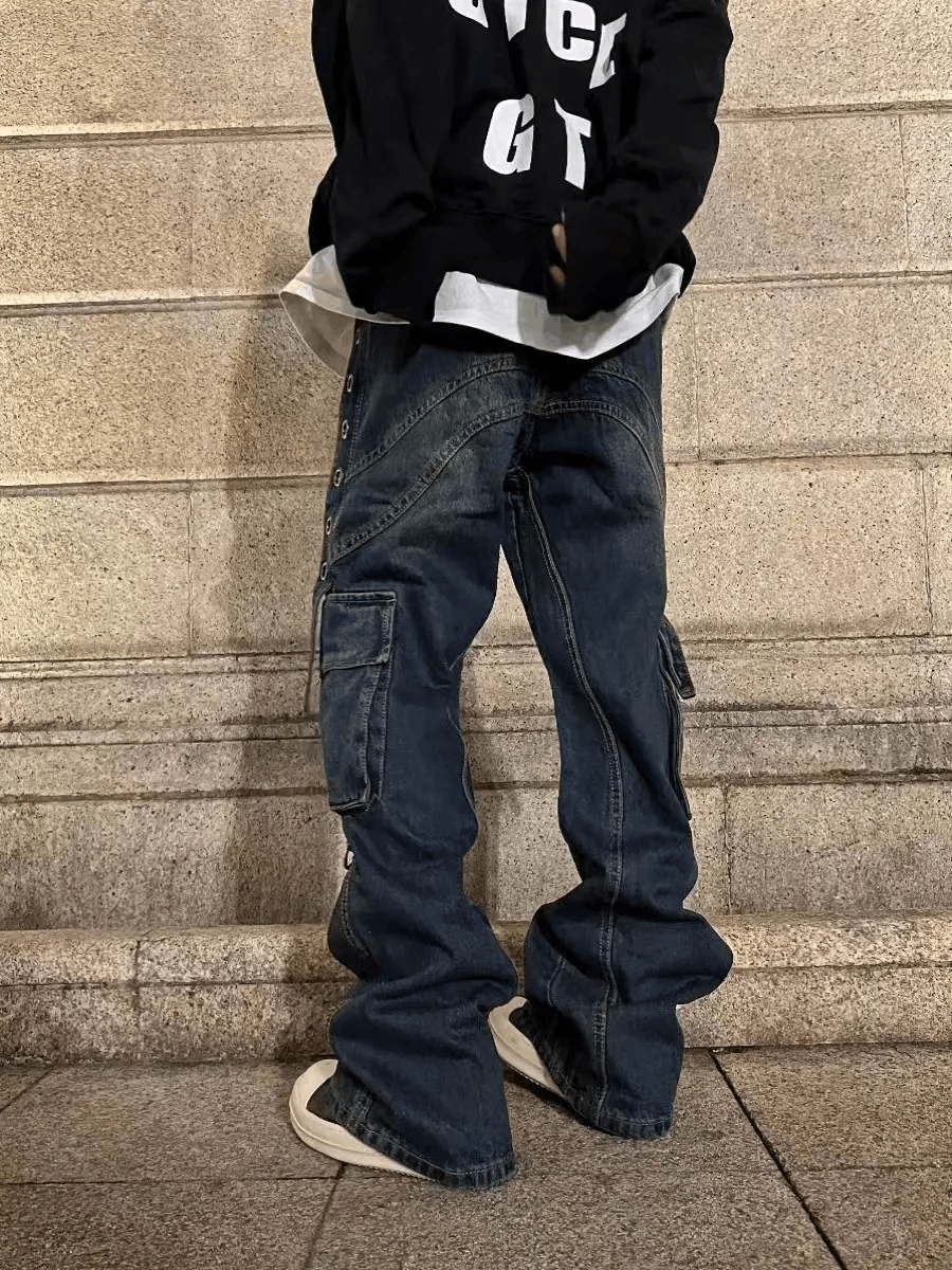 Japanese Brand × Jean Vintage multi-pocket straight-leg cargo baggy jeans Size US 30 / EU 46 - 3 Thumbnail