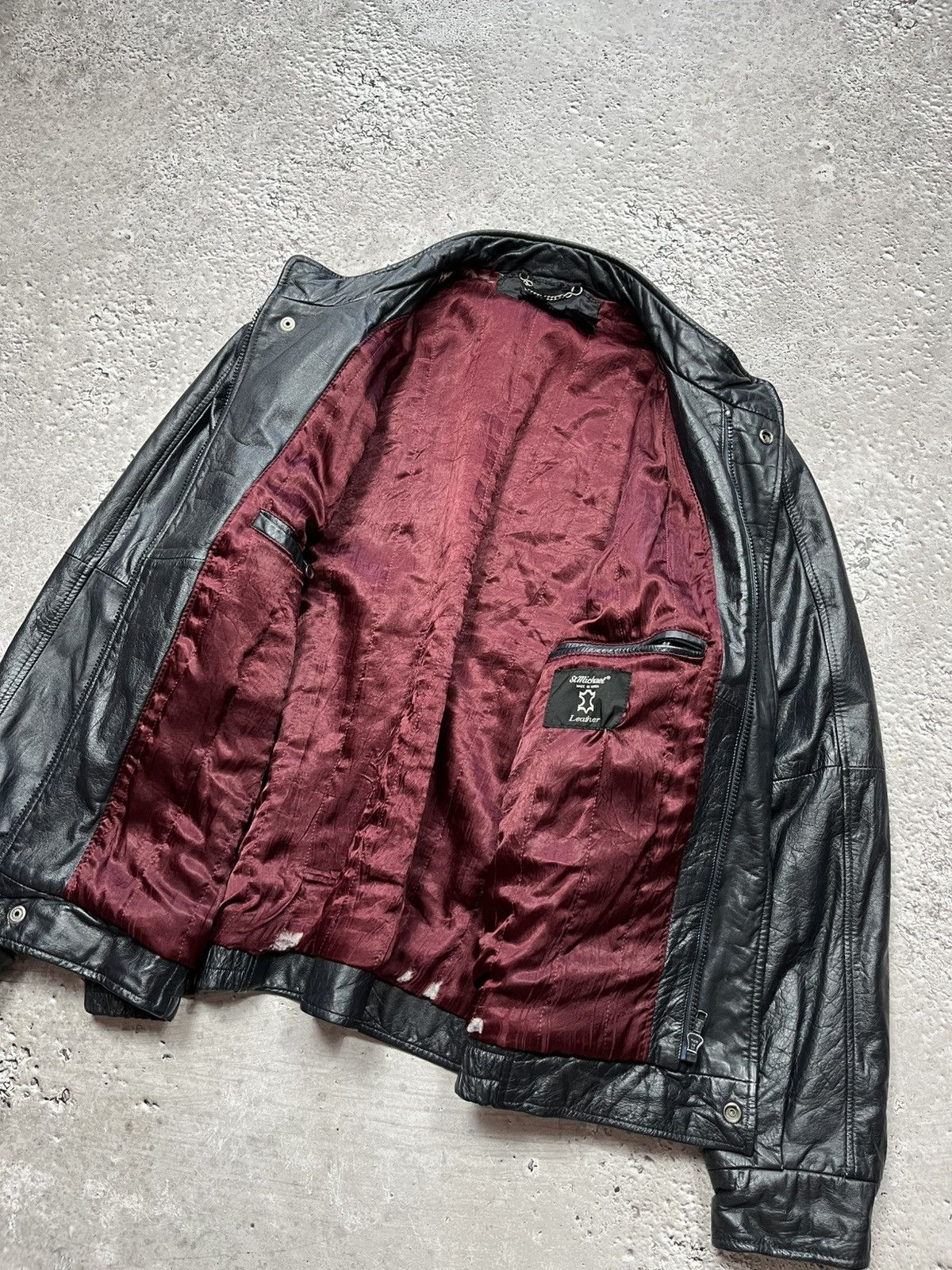 Leather × Vintage Vintage St Michael Leather Bomber Jacket Korea Black Retro Size US XL / EU 56 / 4 - 11 Thumbnail